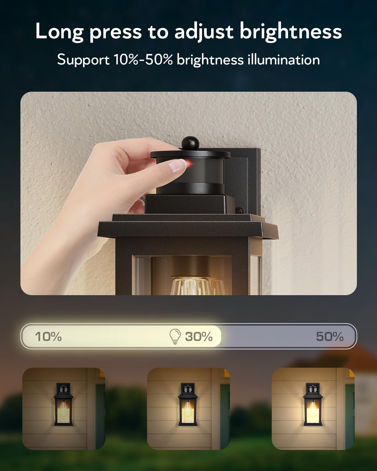 VIANIS Motion Sensor Outdoor Light, 2-Pack, Black, Waterproof, Adjustable Brightness, Model V81252BK