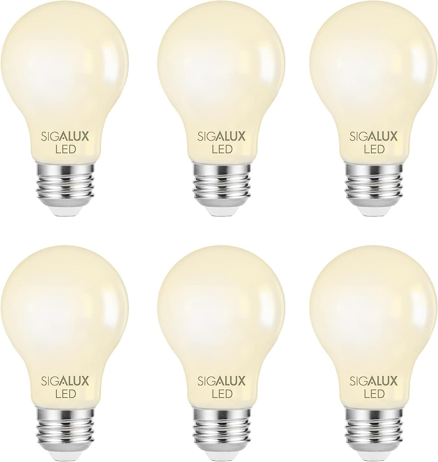 Dimmable E26 Led Light Bulb 60 Watt Equivalent, Sigalux Energy Star Certified Daylight 2700K Led Filament Bulb, A19 Led Edison V
