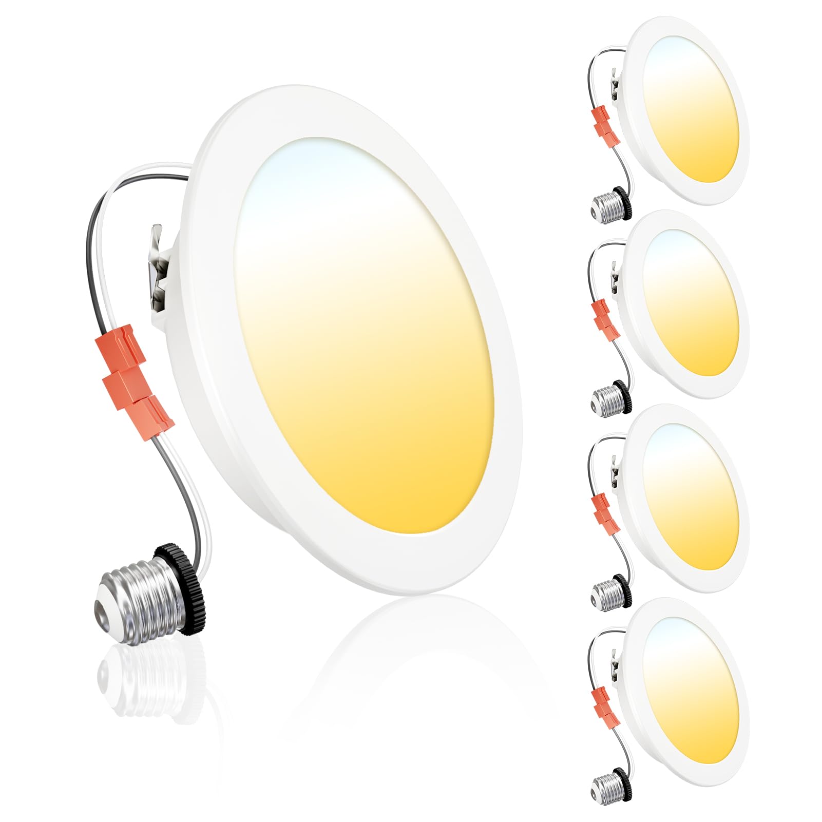 Ensenior 4 Pack 5/6 Inch LED Can Lights Retrofit Recessed Lighting, Metal Baffle Trim, 6000K Clear White, 12W=110W, Dimmable Dow