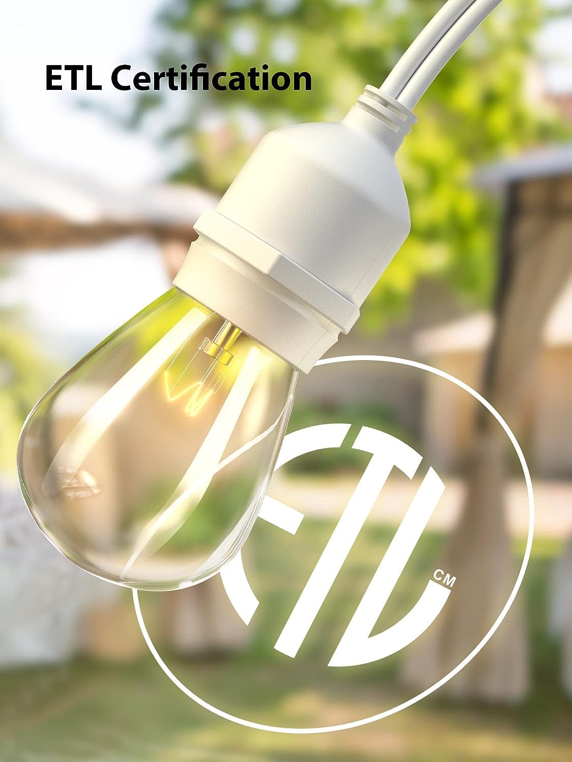 Addlon 48 Ft Outdoor String Lights Commercial Grade Weatherproof, 18 Edison Vintage Bulbs, 15 Hanging Socketsand 3 Spare Bulbs,