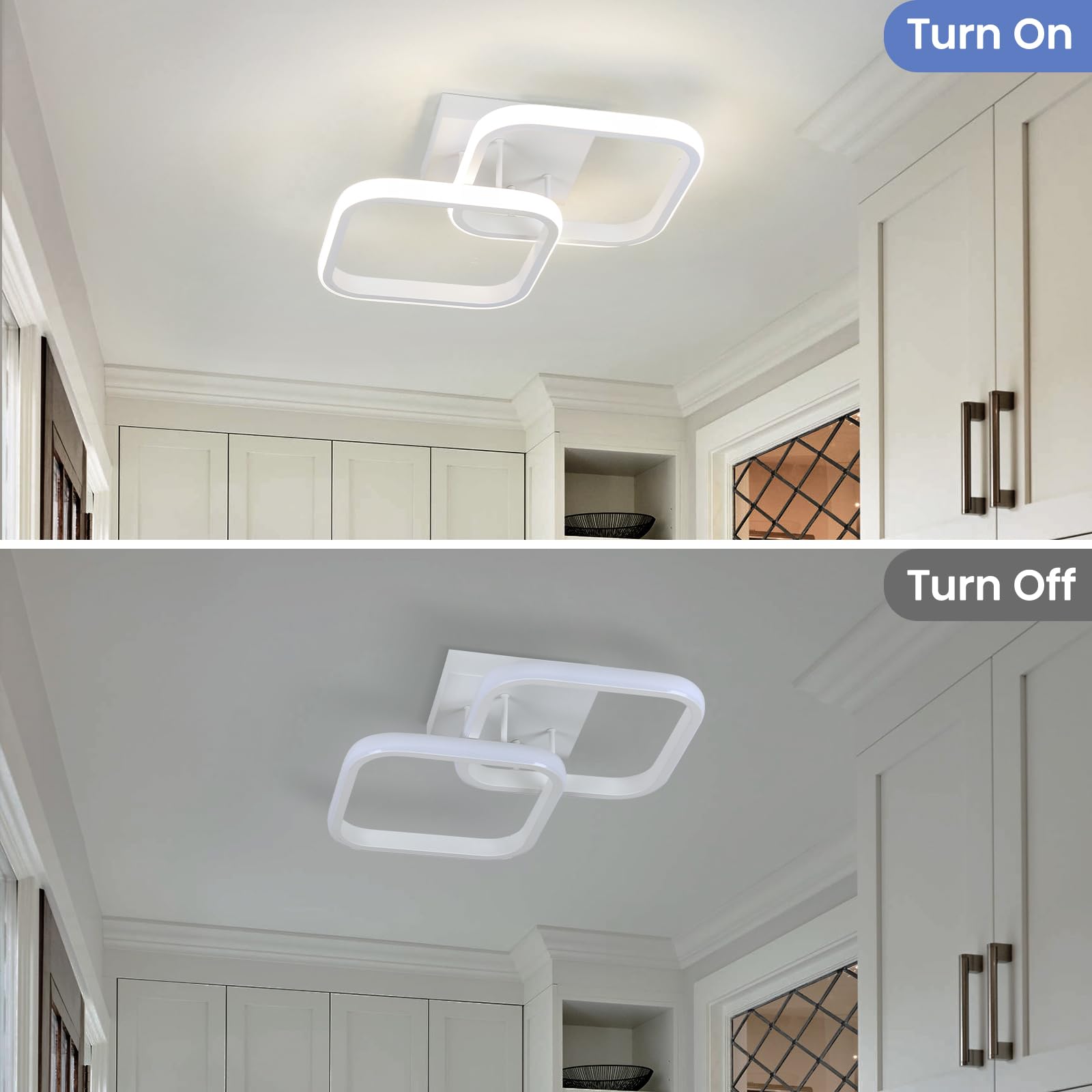 Caneoe Led Ceiling Light Fixture 4500K Modern Hallway Light Fixtures Ceiling Lighting White Square Close To Ceiling Lights For Bathroom Bedroom Kitchen Balcony Stair Small Ceiling Lamp (White  4500K)