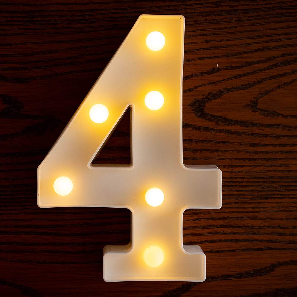 Yorulory LED Number Lights Sign Light Up Number Sign for Night Light Wedding Birthday Party Battery Powered Christmas Lamp Home Bar(4)