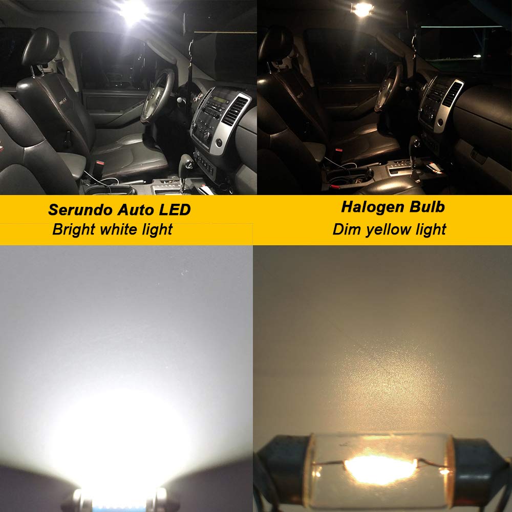Serundo Auto 6418 Led Festoon Bulb 36Mm 1.42In C5W Festoon Led, Super Bright 16Smd 3014 Chips 6000K White Interior Led Bulb Used
