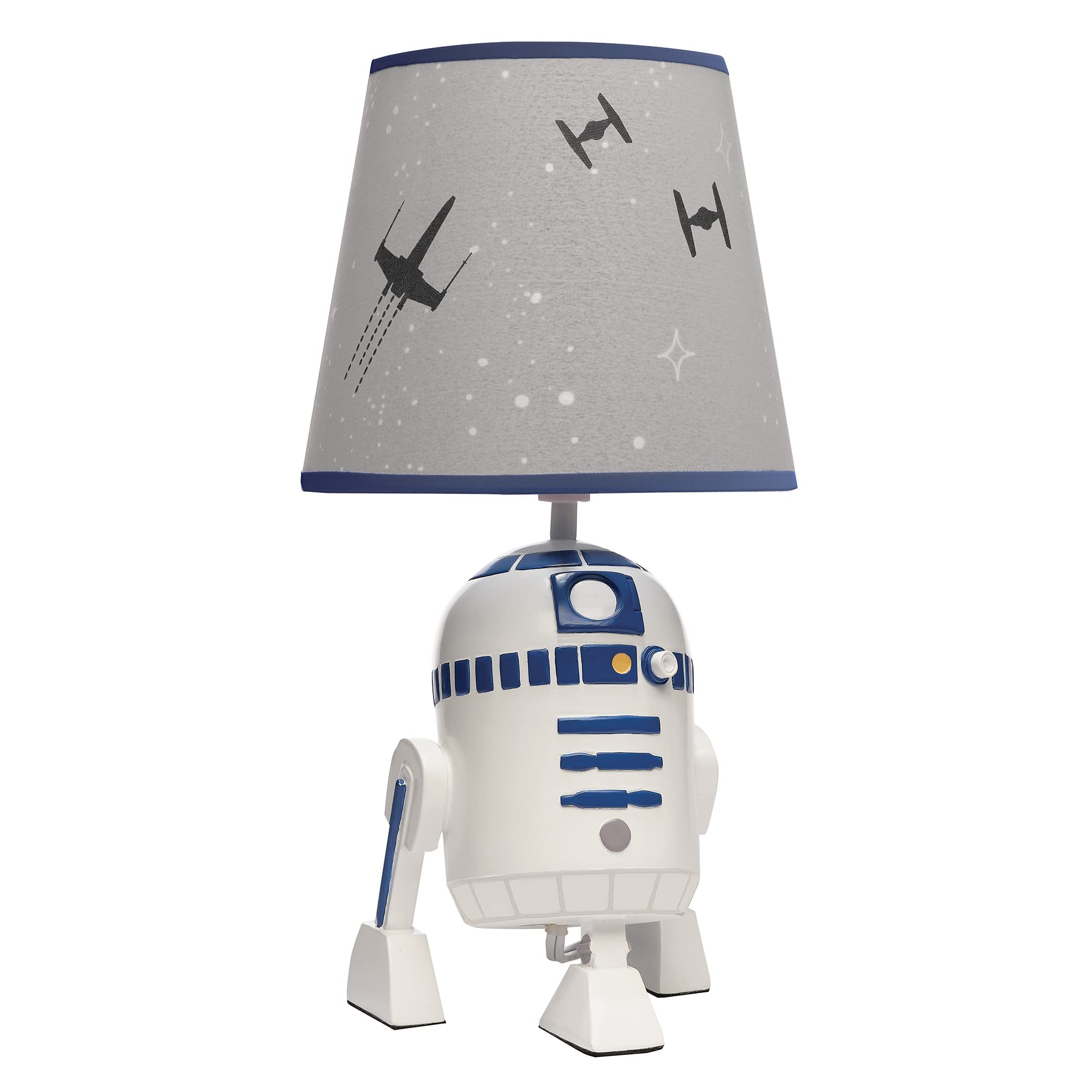 Lambs & Ivy Milky Way Blue/Silver Rocket Ship Nursery Lamp With Shade & Bulb