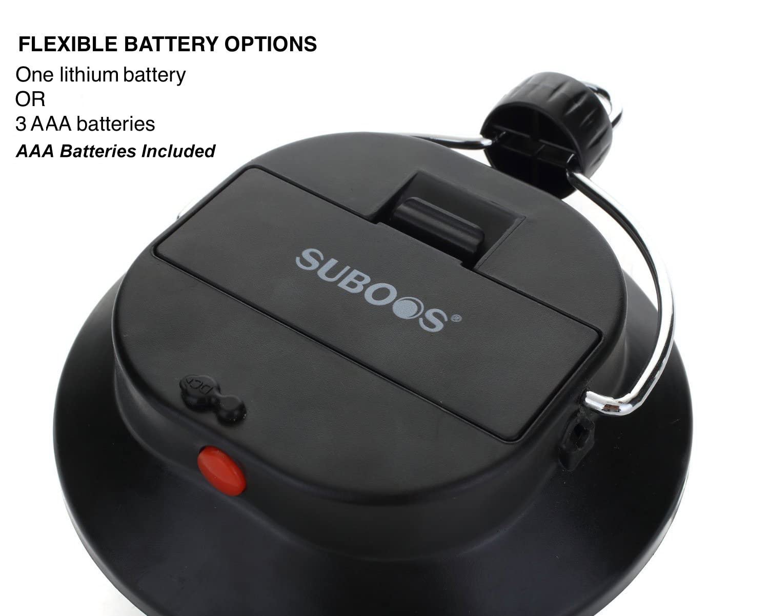 SUBOOS LED Tent Light - 3 Brightness Levels, Battery Powered, Foldable Hook, Model SS-8503, Great for Camping and Outages, Lantern with AAA Batteries