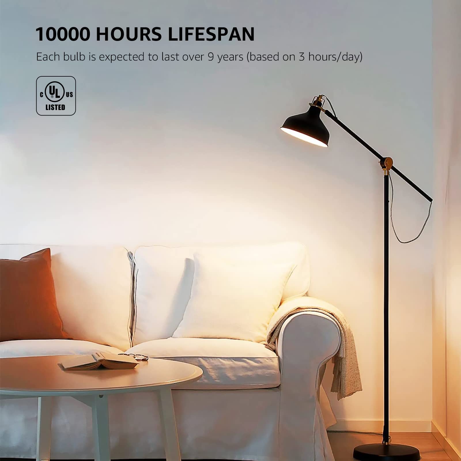 LE LED Light Bulbs 9W 800 Lumens, Warm White 2700K, Non-Dimmable, A19 E26, 5 Count, 10000 Hour Lifetime