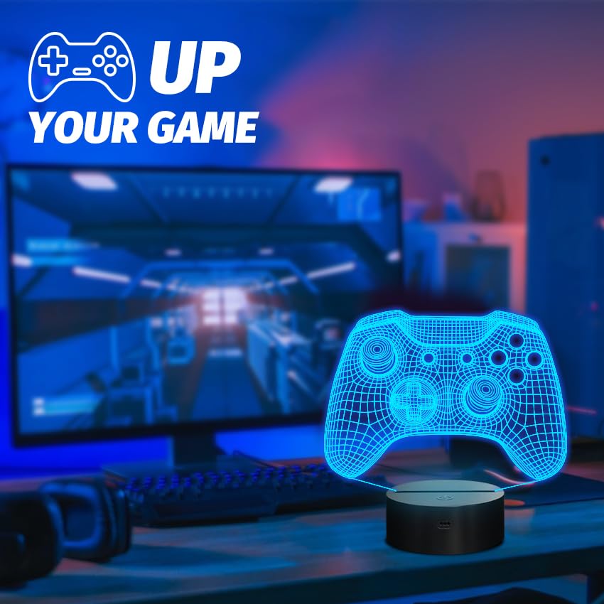 Attivolife 3D Illusion Gamepad Lamp, Remote Control, 16 Color Changing, FS-2810-9999, Game3 - Perfect Kids Gamer Room Decor & Gift