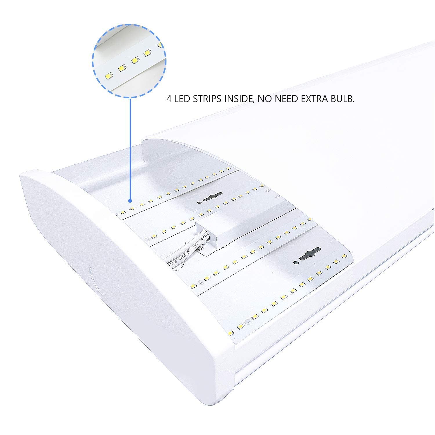 Antlux 72W Commercial Led Wraparound Fixture 4Ft Office Ceiling Lighting, 8500 Lumens, 4000K, 4 Foot Low Bay Flush Mount Garage Shop Lights, Integrated Wrap Light, Fluorescent Tube Replacement
