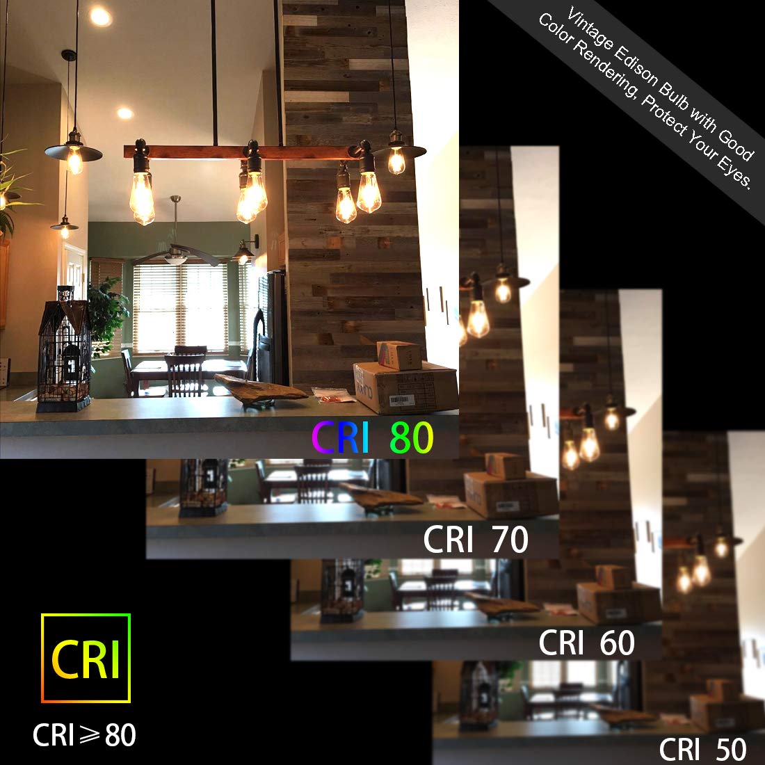 Luxon Led Edison Bulbs,Dimmable Amber Glass,Warm White 2700K,4W(40W Equivalent) Antique Vintage Filament Light Bulbs,E26 Base