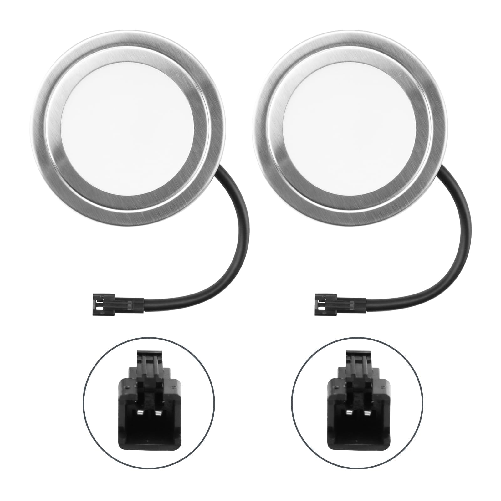 12V DC 1.5W Range Hood Lights with SM Socket Male Head Round 68mm 6500K Plastic  Hole Closet Stove LED Light Recessed  Bright White Kitchen Range Hood Light Bulbs Replacement  2Pack