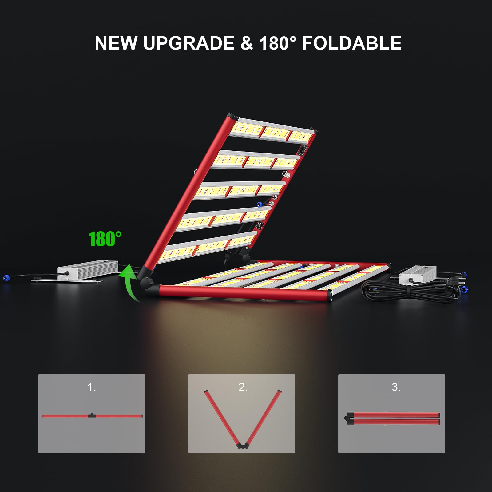 Aglex 1000W Led Grow Lights, Full Spectrum Grow Light With Uv Ir, Daisy Chain Plant Bar Style Grow Light Foldable & Dimmable For Indoor Growing Commercial Hydroponic Growing Lamp 6X6Ft Core Coverage