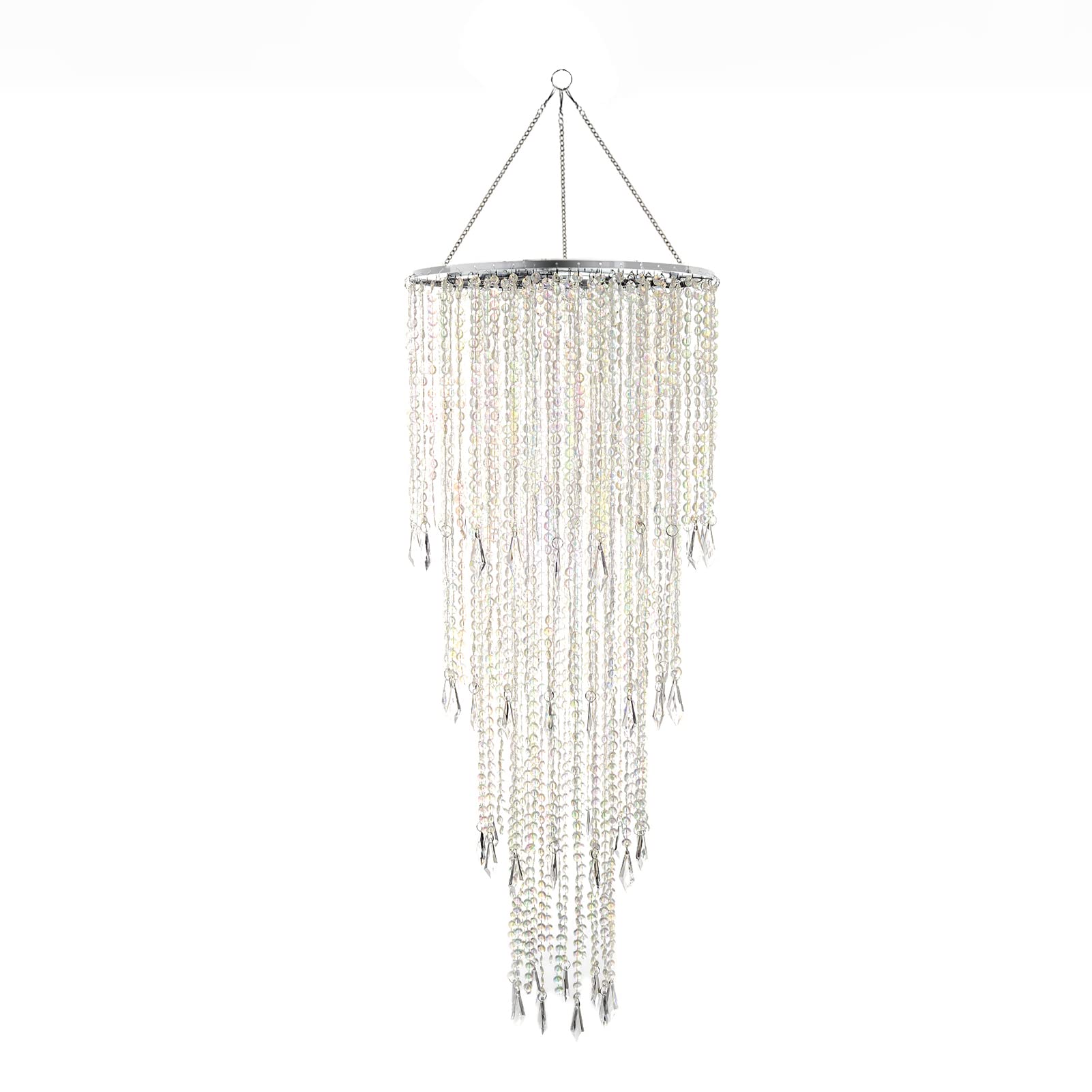 Flavorthings Beaded Chandelier,Sparkling Iridescent Acrylic Beaded Hanging Chandelier,4 Tiers Beads Pendant Shade, Ceiling Chand