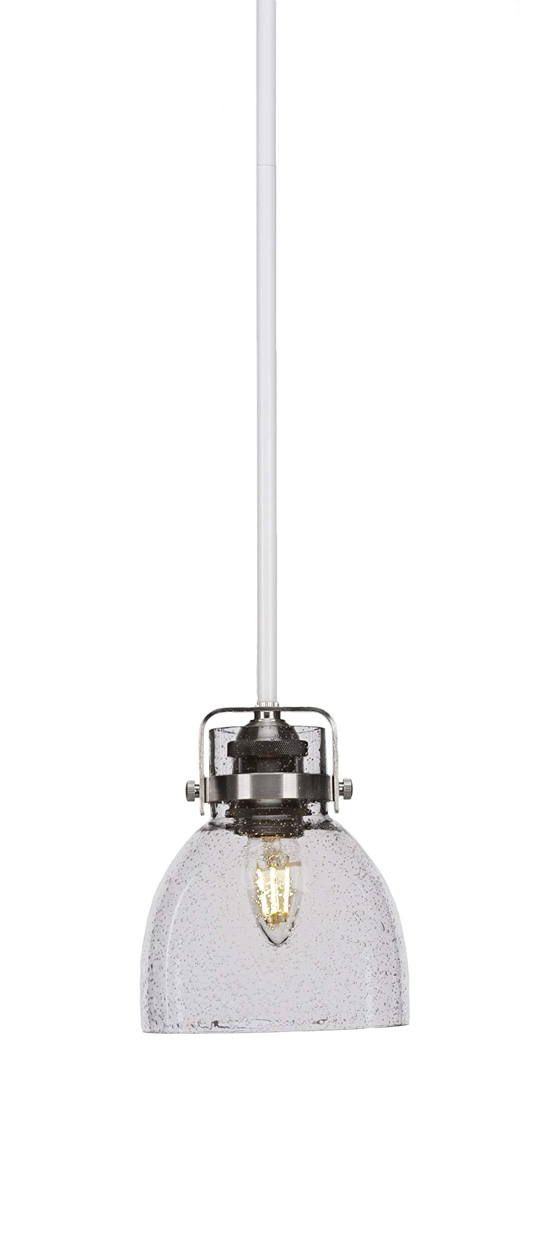 Easton 1 Light Mini Pendant in White & Brushed Nickel (1941-WHBN-4110)