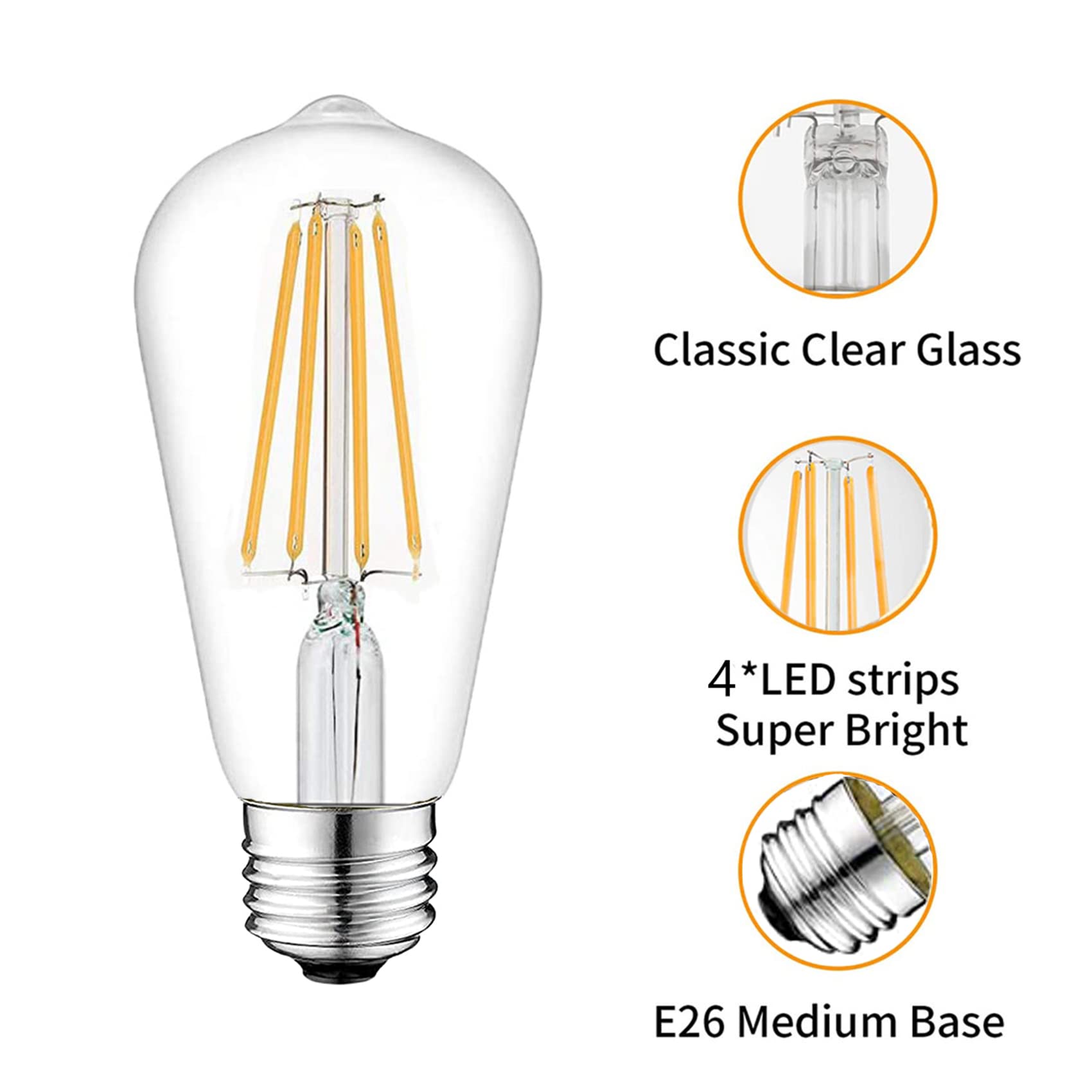 Beonllay 12V E26 Led Light Bulb 6W 3000K 60W Equivalent, Low Voltage Ac/Dc 12V/24V Led Bulbs For Rv, Camper, Marine, Off Grid Ca