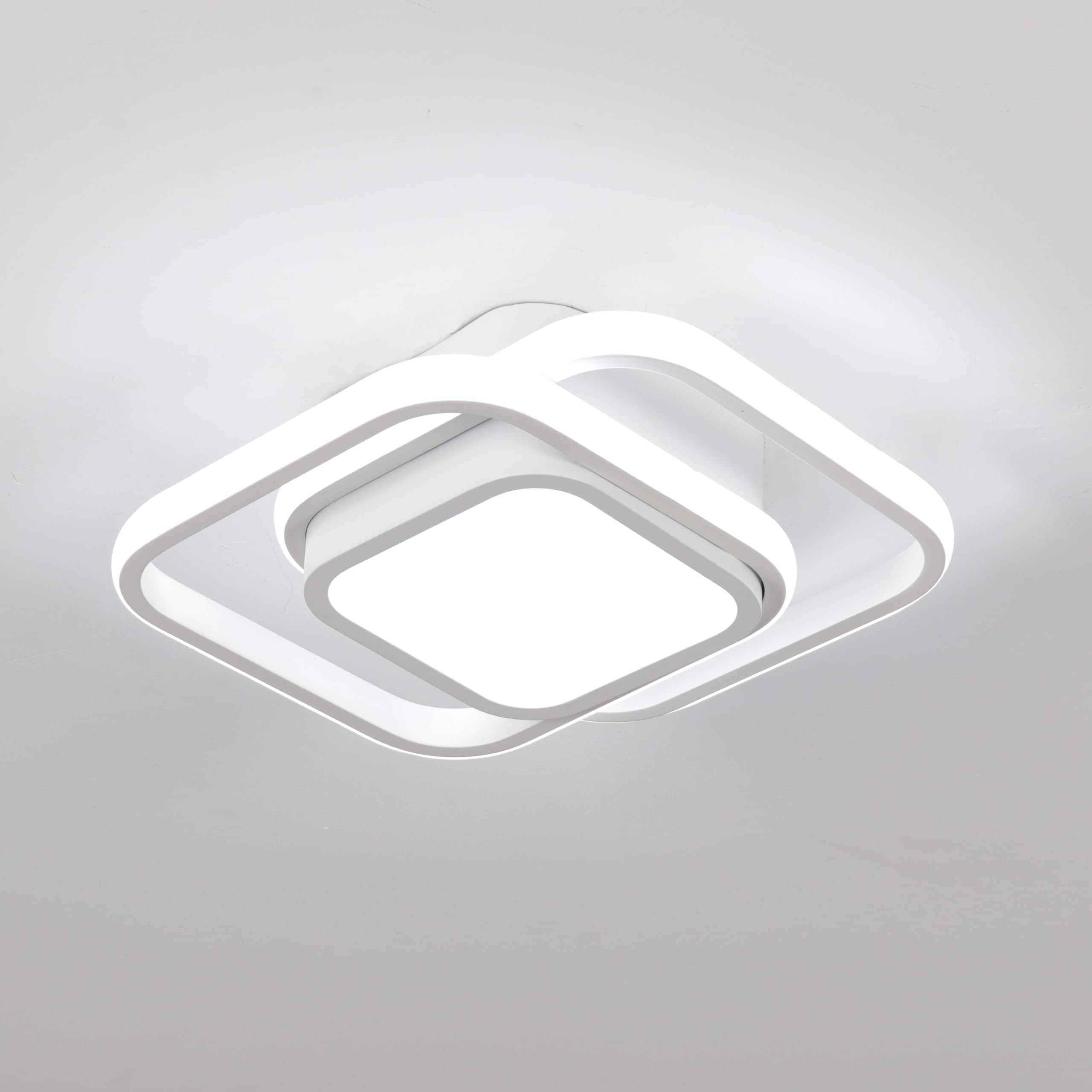 CANEOE Small LED Ceiling Light Fixture, Modern Square Design, Aluminum, Cool White, Model GDD-32FX-C-US