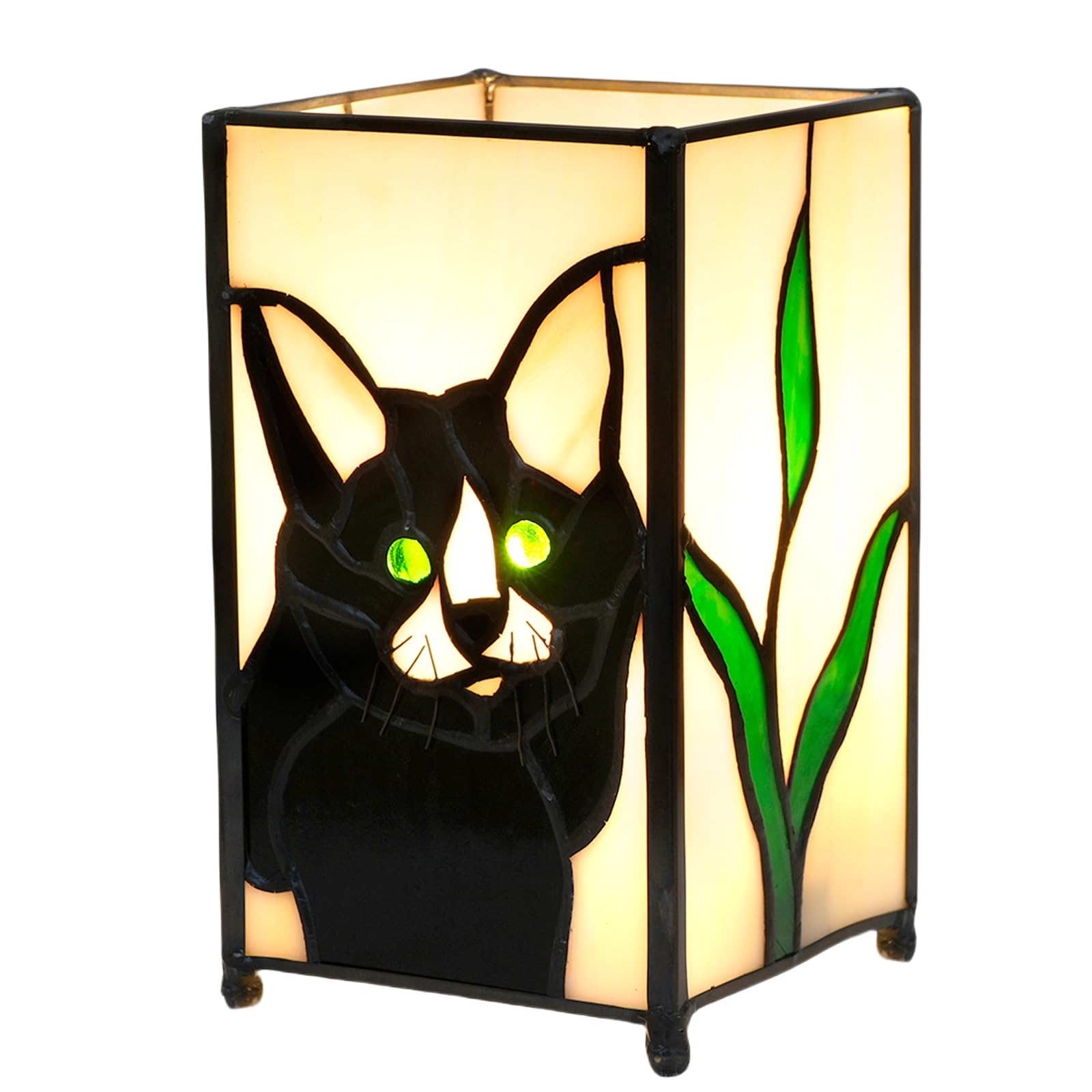 Kiphepi Tiffany Lamp Stained Glass Lamp Small Bedside Table Lamps For Living Room Home Decor Girls Women Birthday Halloween Christmas Thanksgiving Day Gift Black Cat