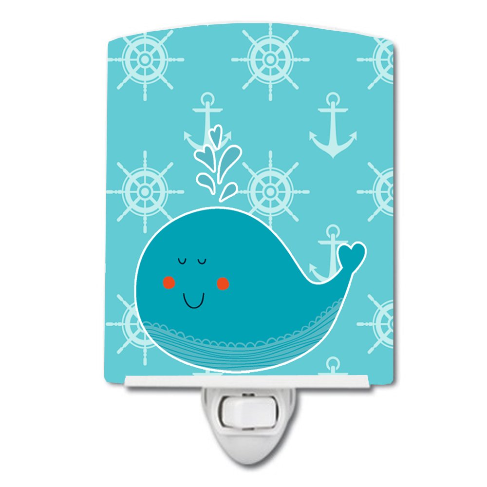 Carolines Treasures BB6765CNL Whale with Anchors Ceramic Night Light Compact, ULCertified, Ideal for Bedroom, Bathroom, Nurser