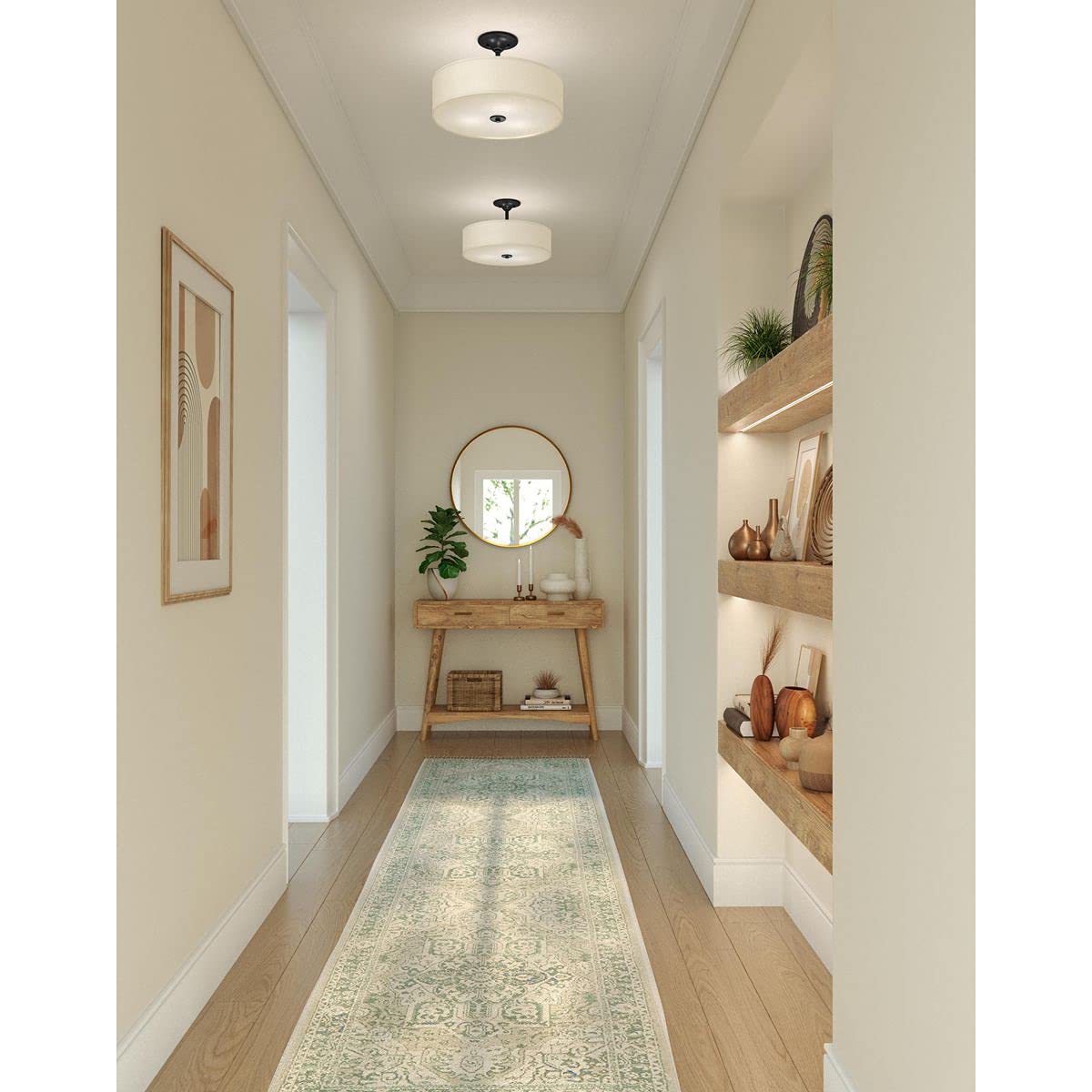 Progress Lighting Inspire Collection Antique Bronze Three-Light 18'' Semi-Flush Mount, 11.50X18.00X18.00