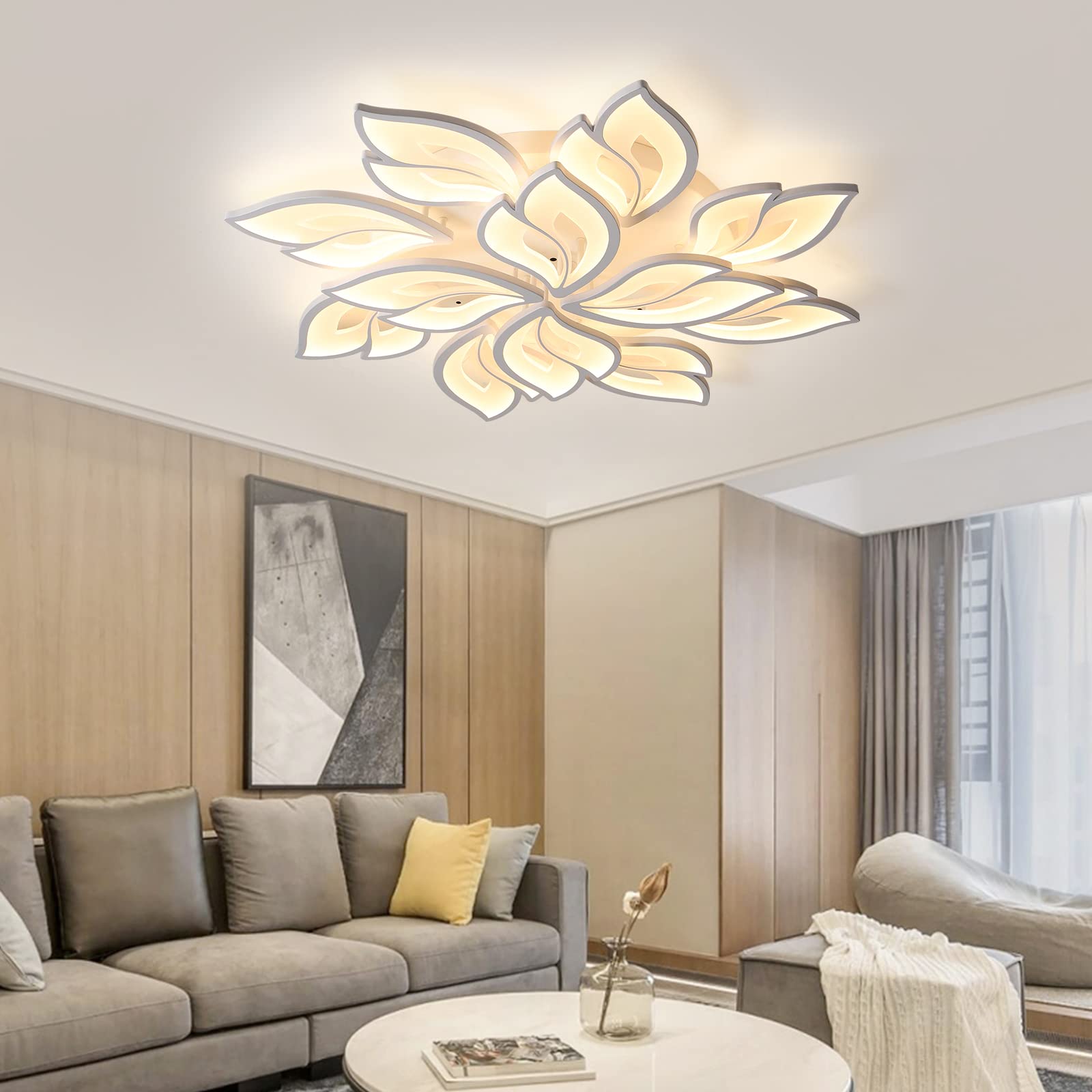 Jaymp 35.4'' Flower Shaped Ceiling Light Dimmable Modern Ceiling Lamp Remote Control Led Lighting Fixture For Living Room Kitche