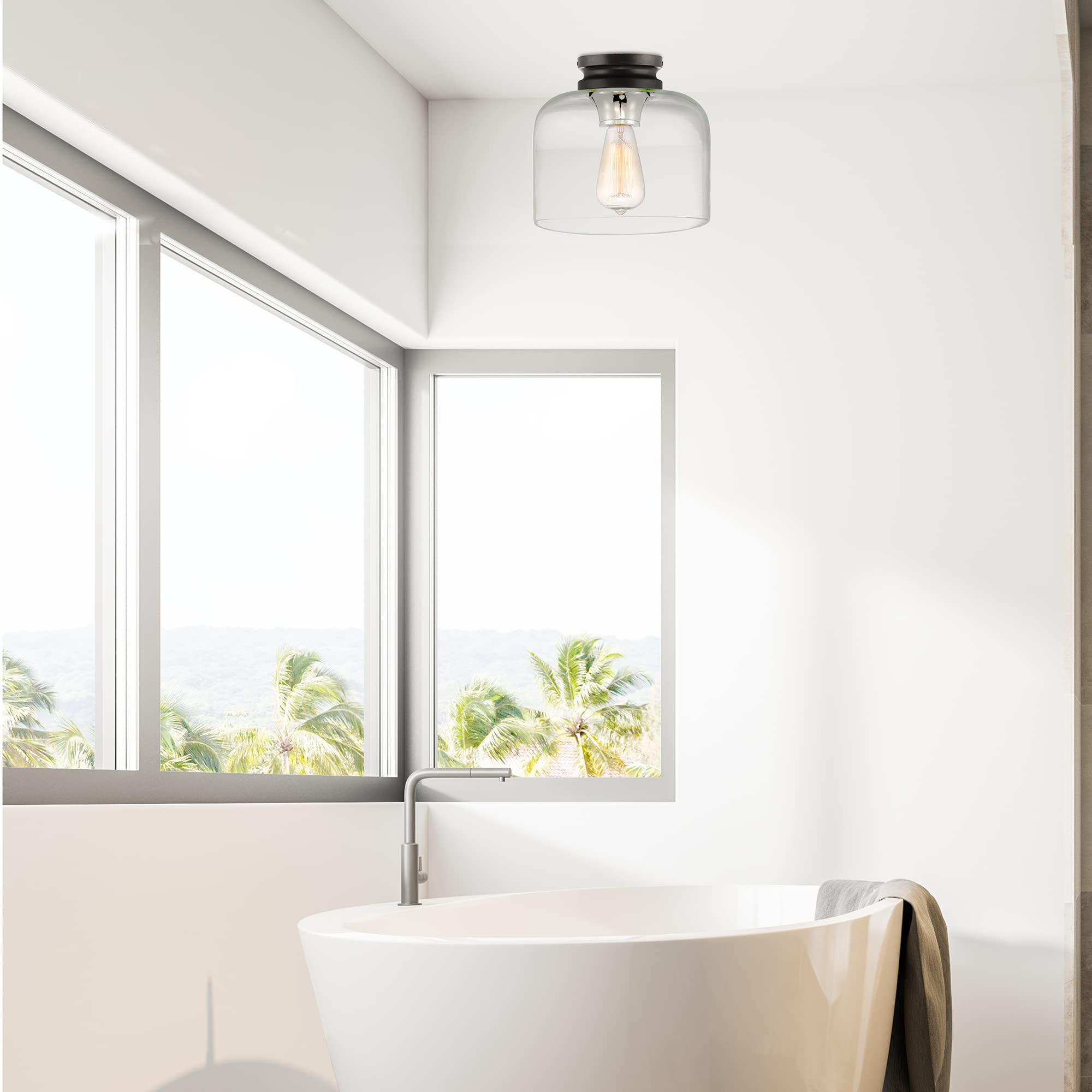 Designers Fountain 1261-Bk Ezra 1-Light Flush Mount Ceiling Light, Black