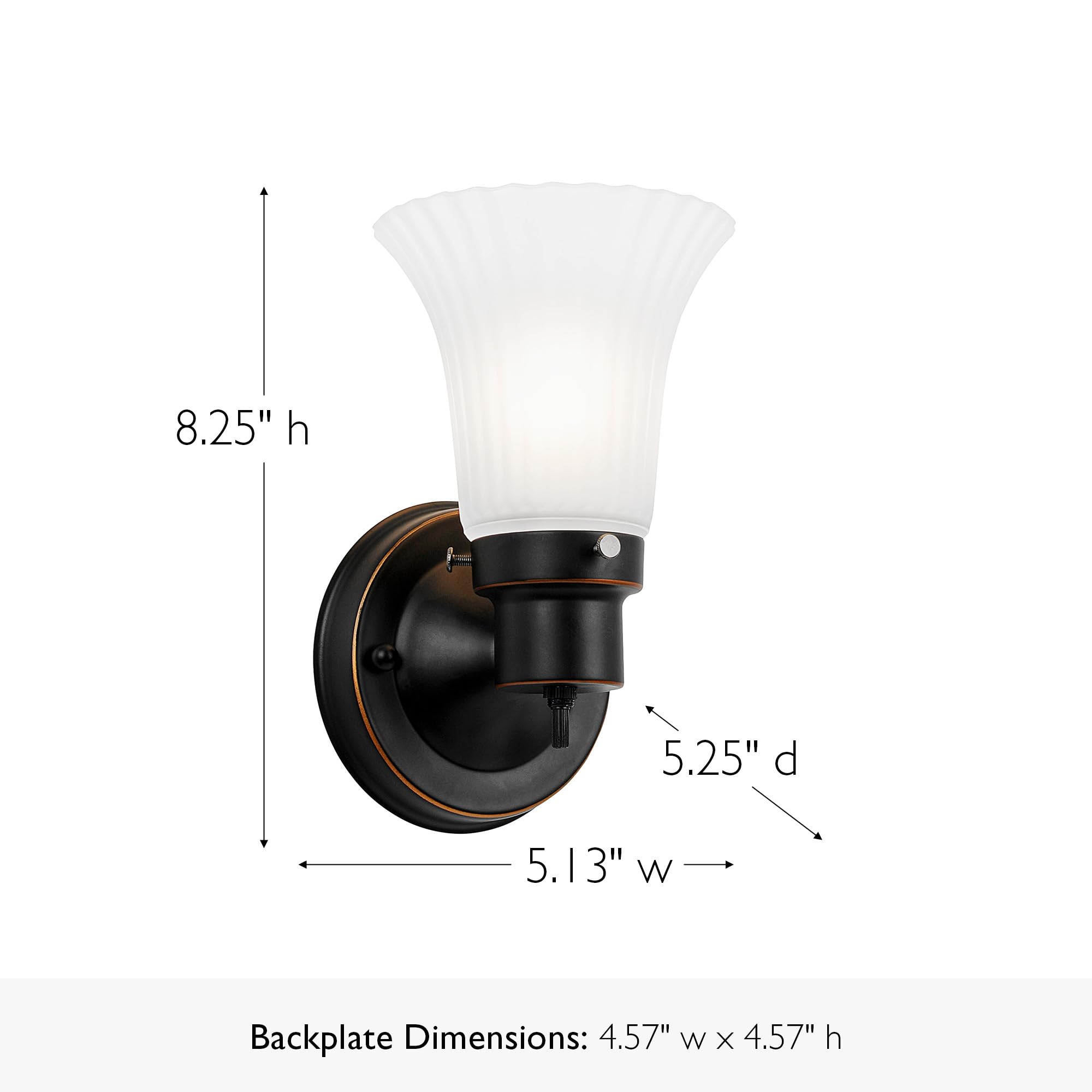 Design House 505115 1-Light Dimmable Wall Sconce, Frosted Flute Glass, 8.25"H x 5.1"W, Oil-Rubbed Bronze for Bathroom,