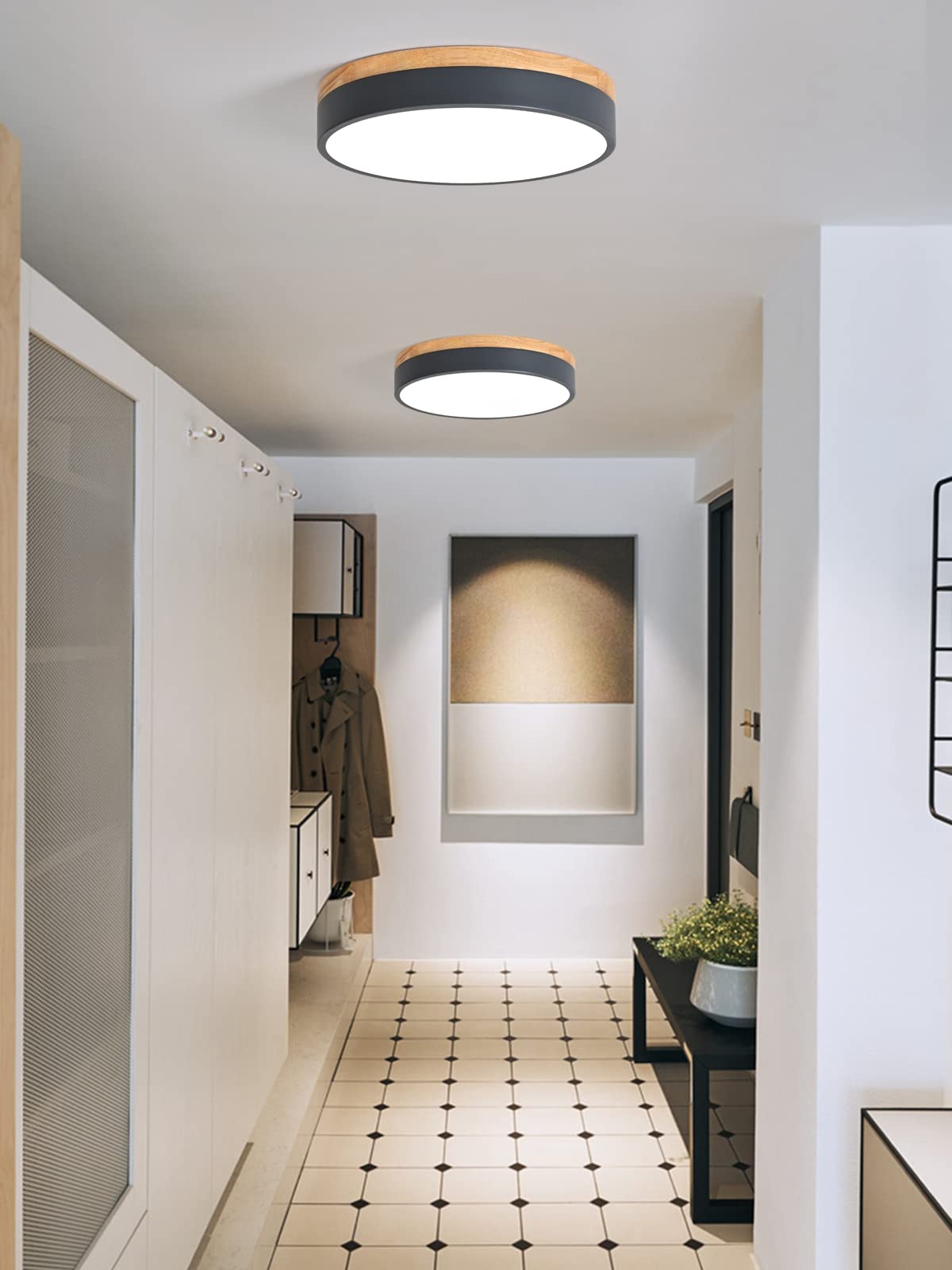 Modern Dimmable Led Close To Ceiling Light Minimalist Wood Oak Flush Mount Ceiling Light Fixture With Lampshade For Bedroom Livi