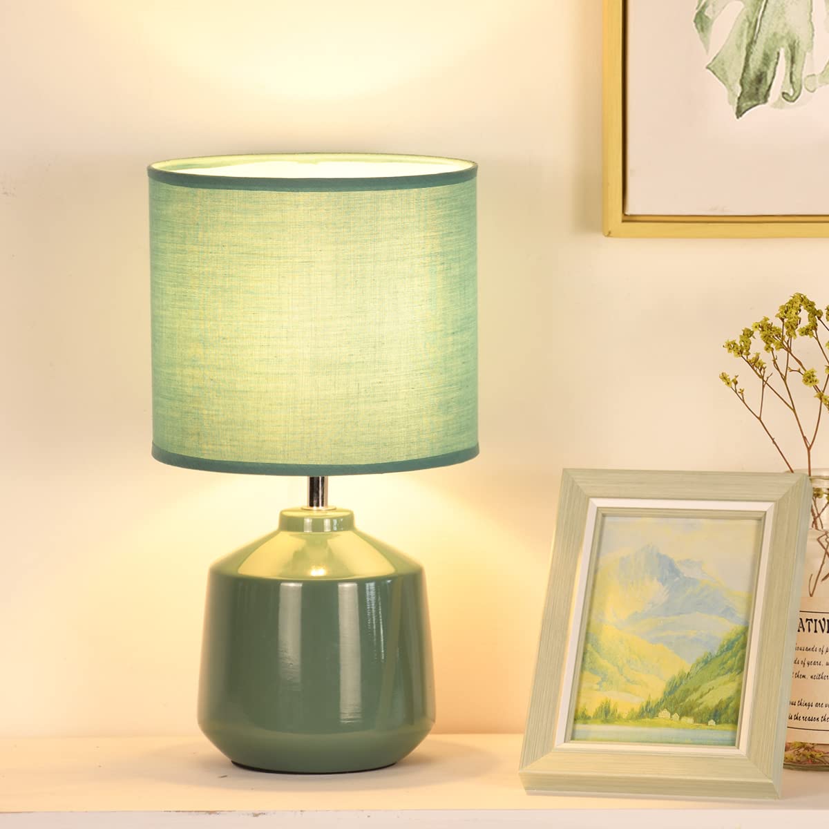 Lampwell Lena Small Table Lamp for Living Room as Bedside Table Lamp for Bedroom,Modern Ceramic Table Lamp,Kids Table Lamp,Night