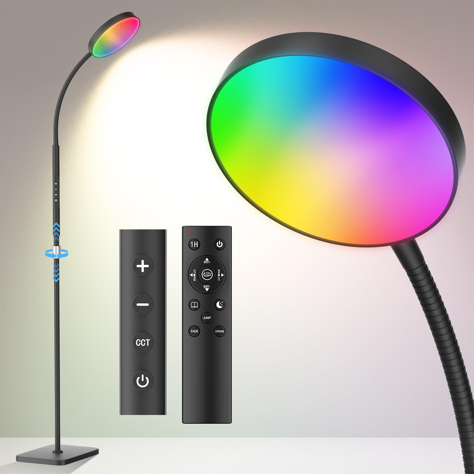 PACOVY Floor Lamp, Adjustable Height Floor Lamps for Living Room Bedroom, 120 LED Super Bright Standing Lamp Remote Control Dimm