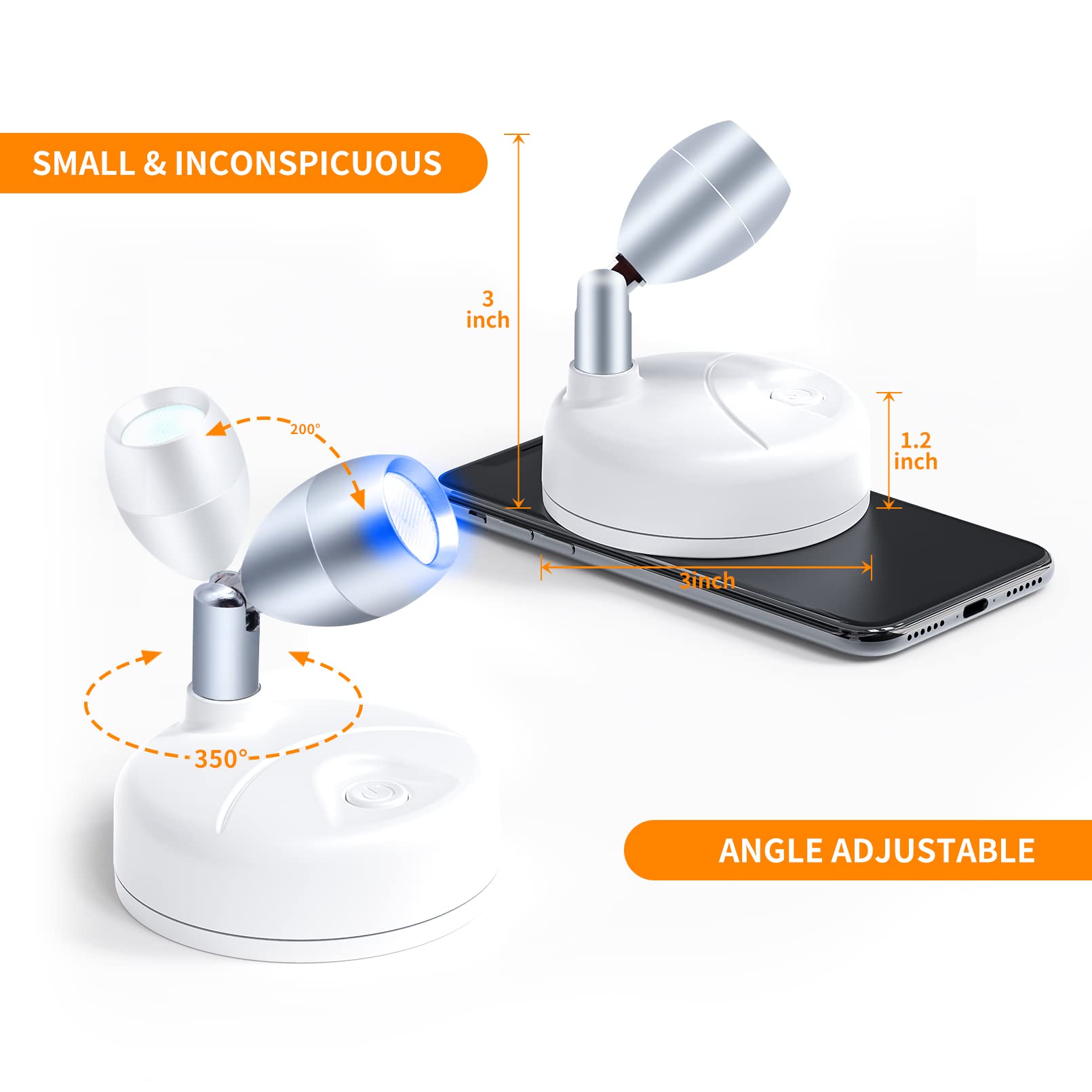 Hfcdl Rgb Led Spotlight With Remote, Battery Operated Accent Light, Dimmer & Timer, 2Pcs