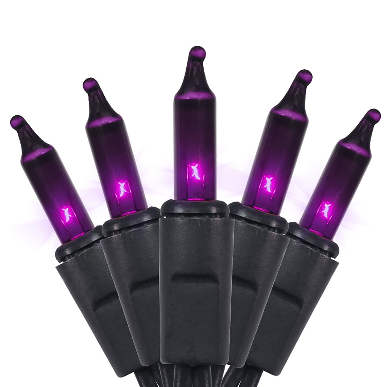 Multi-Sparking Halloween Lights Purple 35 Count - Incandescent Christmas Lights Indoor Mini Halloween String Lights For Outdoor Halloween Decorations, 8.5 Feet Black Wire Purple Lights