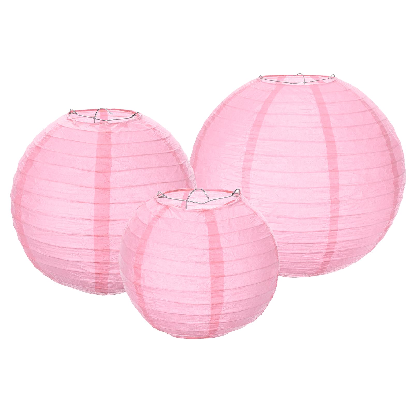 Meccanixity 6Pcs Paper Lanterns Decorative, 6'' 8'' 12'' Pink Round Hanging Lantern Chinese Lanterns For Home Decor, Birthday, W