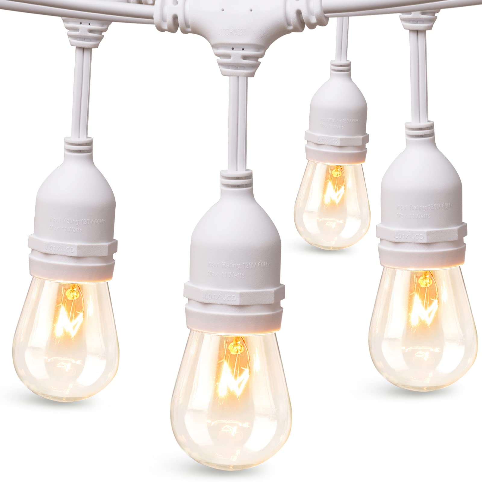 addlon 48 FT Outdoor String Lights Commercial Grade Weatherproof, 18 Edison Vintage Bulbs, 15 Hanging Socketsand 3 Spare Bulbs, 
