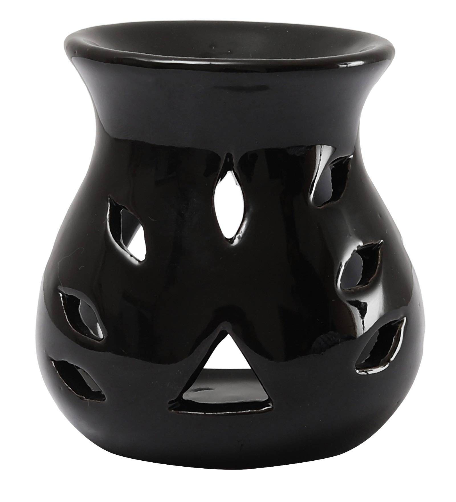 RTWARE Ceramic Clay Candle Operated Aroma Burner Oil Diffuser for Home Fragrance (Black)