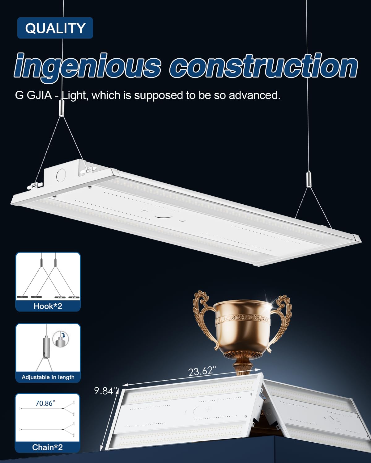 G Gjia Led Linear High Bay Light 4-Pack  210W 31500Lm 0-10V Dimmable 5000K Daylight  Adjustable High Bay Led Shop Lights Lighting Fixtures For Garage Warehouse Workshop  Ul