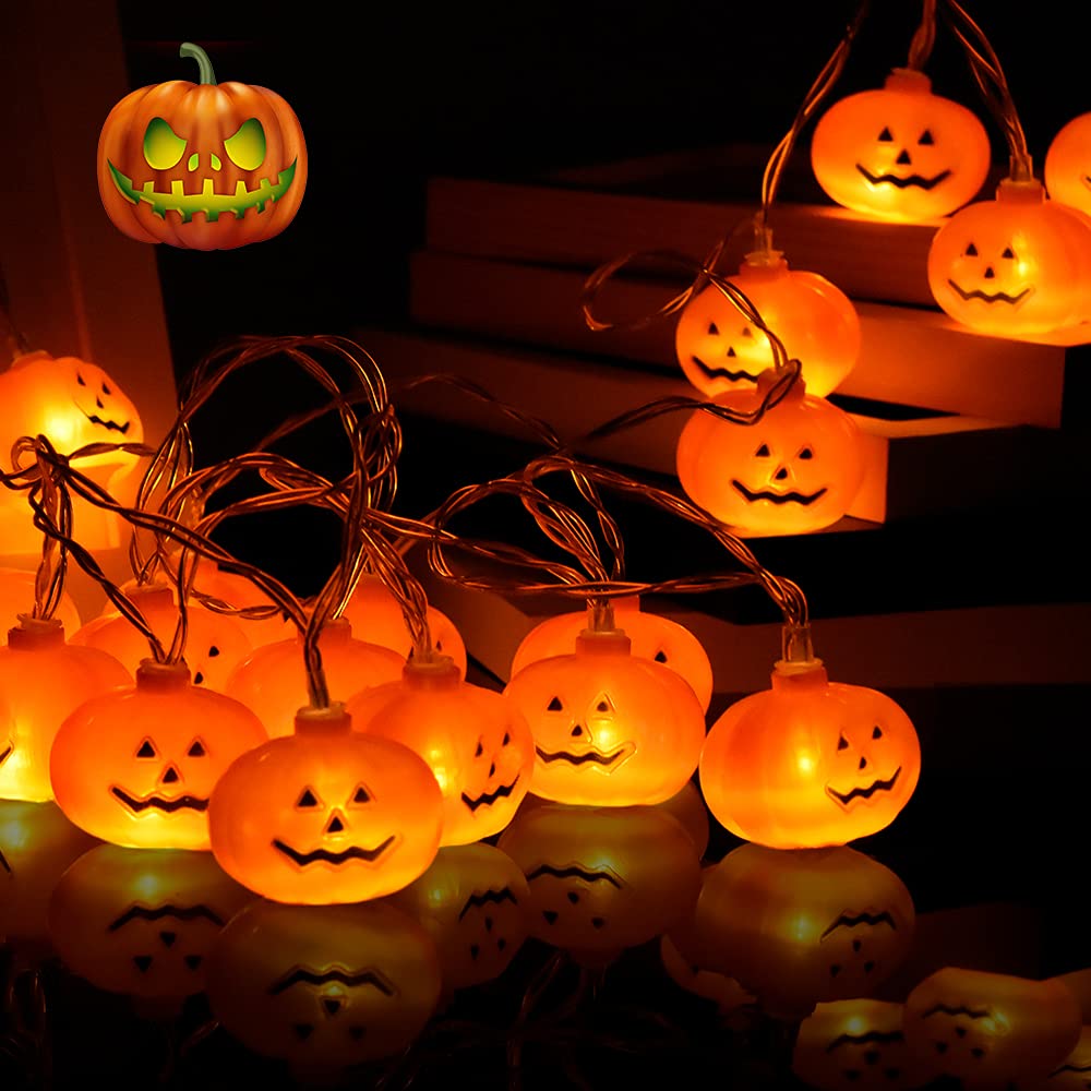 Besitek Halloween String Lights, 20FT 40 LEDs, Battery Operated, Waterproof Pumpkin Lights for Outdoor Party Decorations