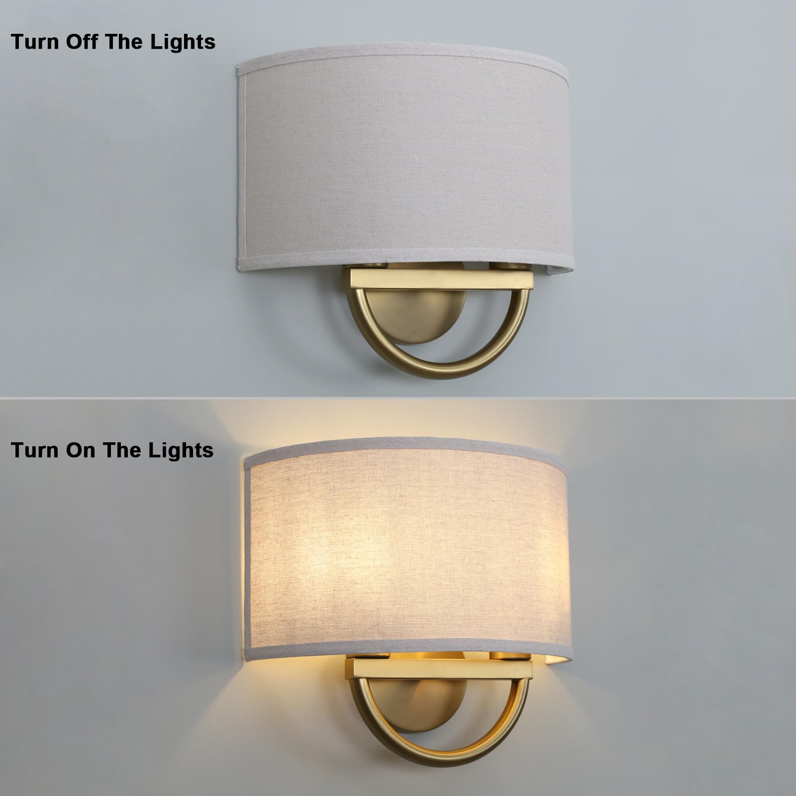 Yosoan Linen Boho 2-Light Wall Sconce, Vintage Industrial Hardwired Lamp, Gold Brass, Model 8292