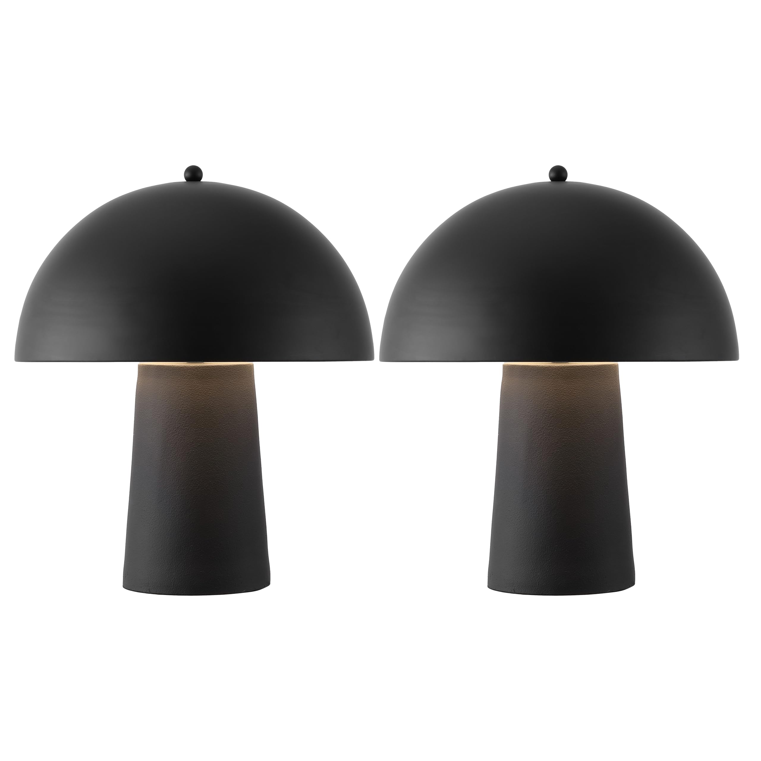 SAFAVIEH Lighting Collection - Serra Black Resin Mushroom Table Lamp Set of 2, 18 Modern Decorative Accent Lights, E26 Bulb Comp