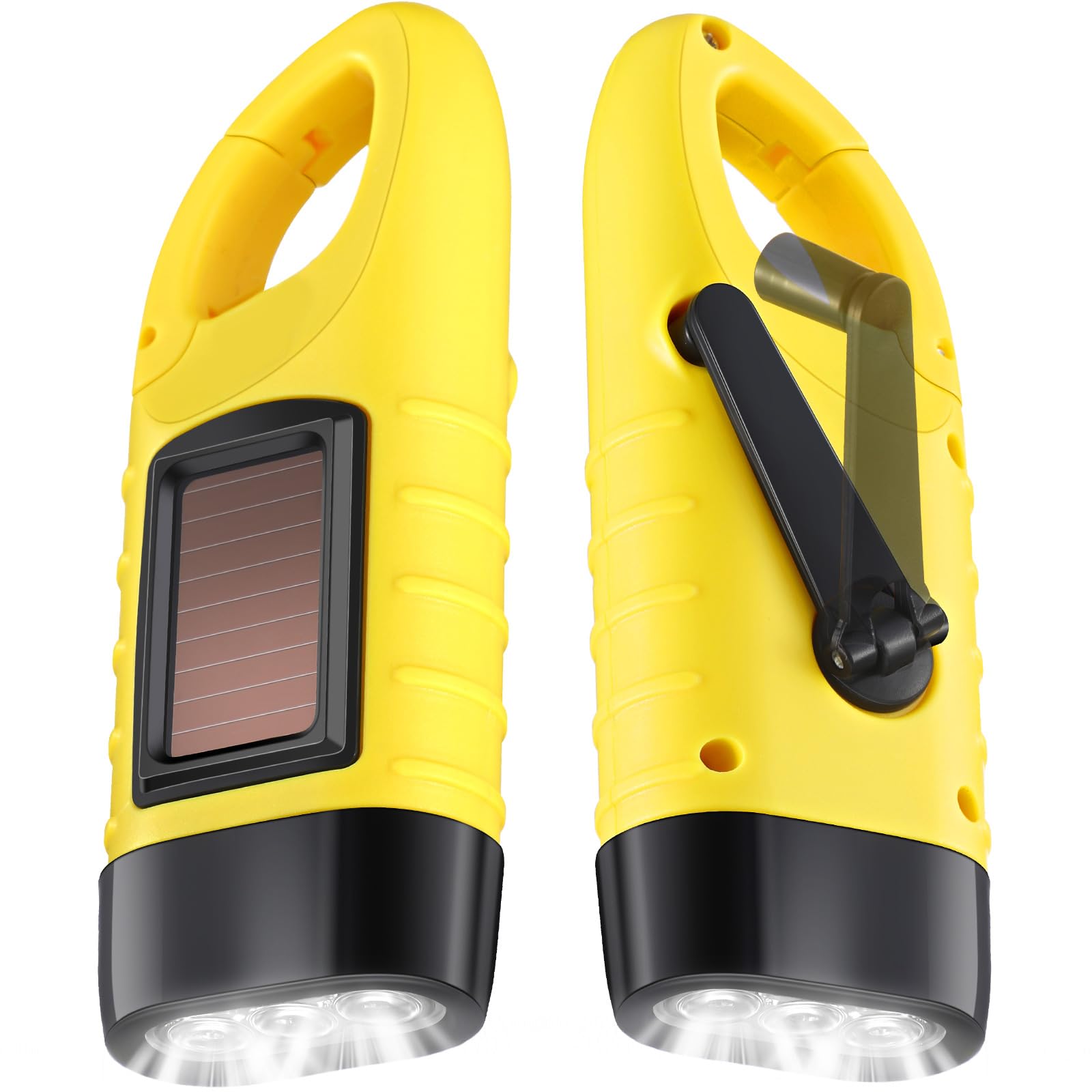 Leelosp 2 Pieces Hand Crank Flashlight Solar Powered Flashlight for Emergencies Dynamo Rechargeable LED Survival Light for Outdo