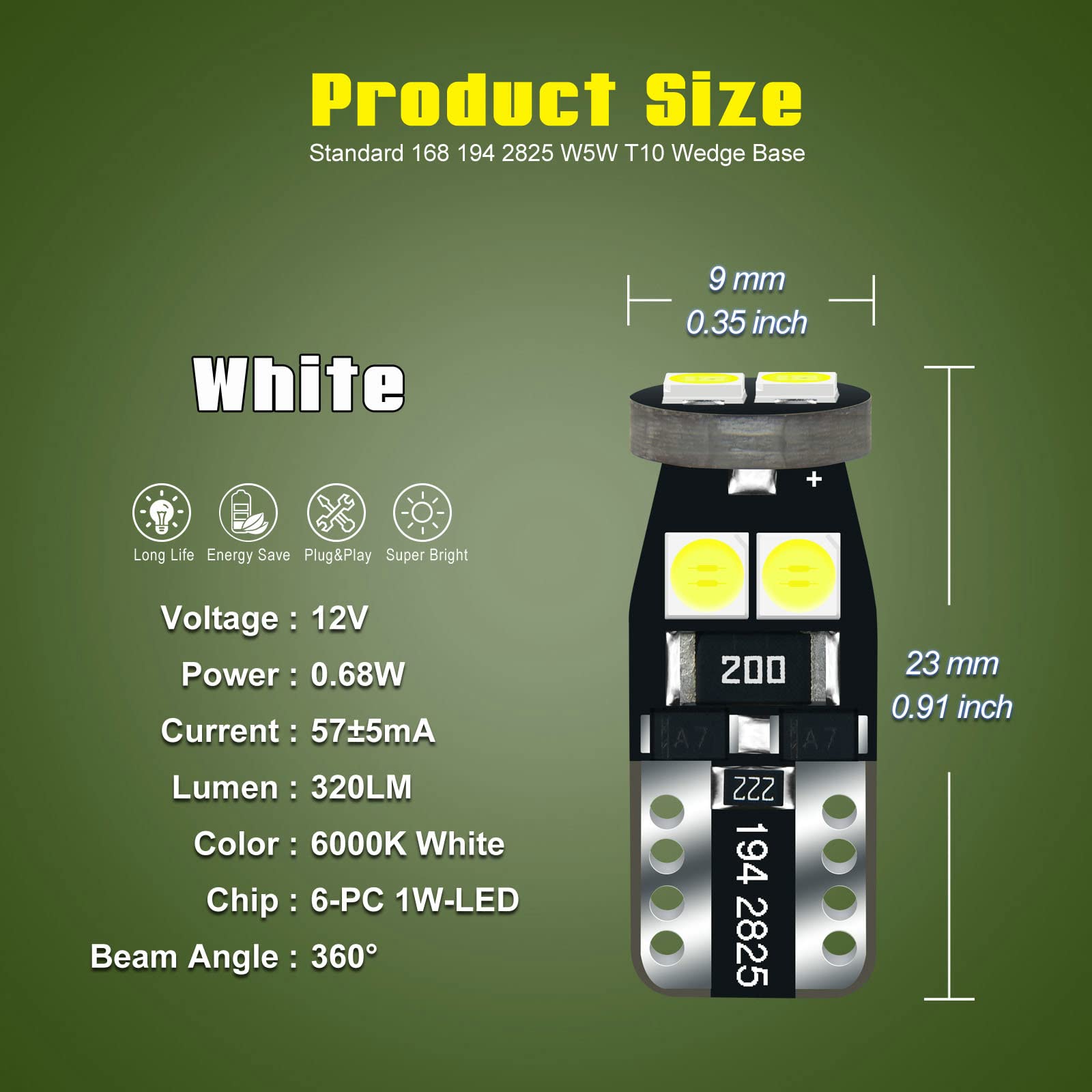 Dodofun 12V White T10 W5W 158 168 194 2825 Instrument Cluster Light Led Bulb Replacement For Dashboard Dash Panel Gauge Indicator Lamp With Socket Cross Pc168 Pc175 Pc194 Pc195 Pc160 Pc161 Pc195Na
