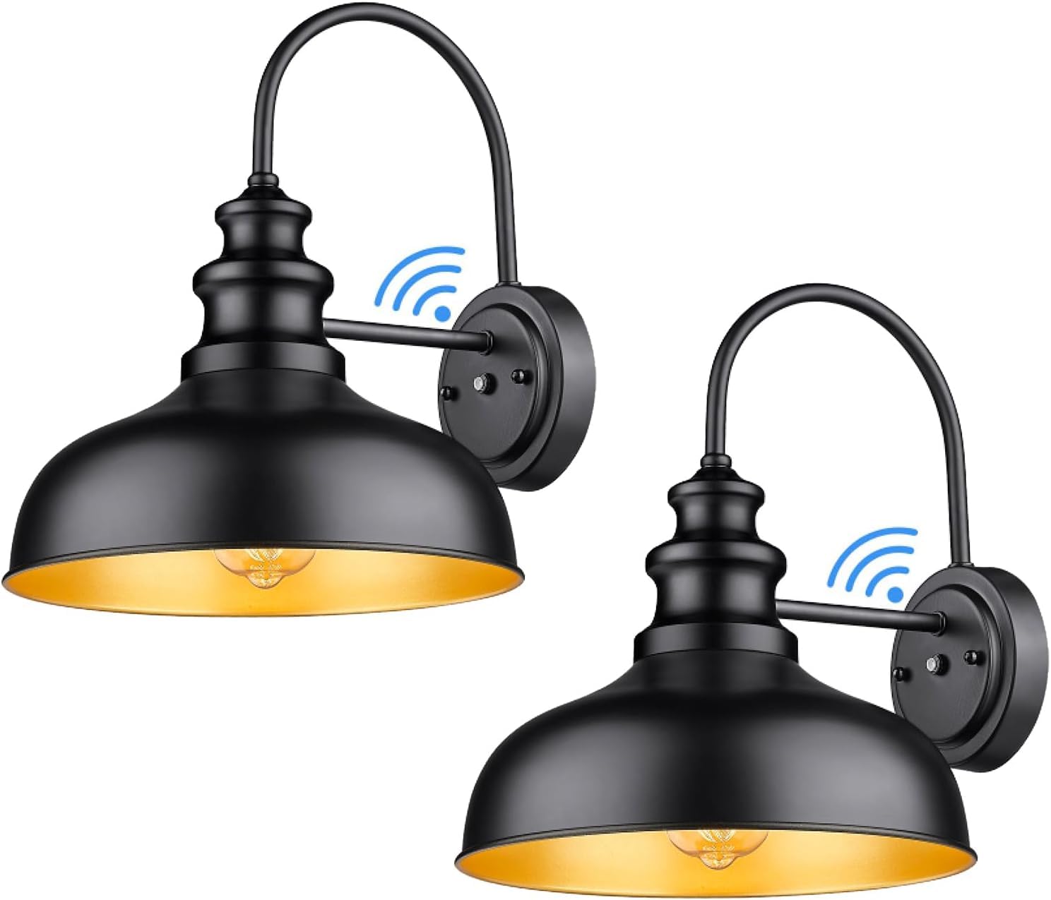 Bestshared Outdoor Wall Sconce, Black Gooseneck Barn Light, 2 Pack, Copper Finish