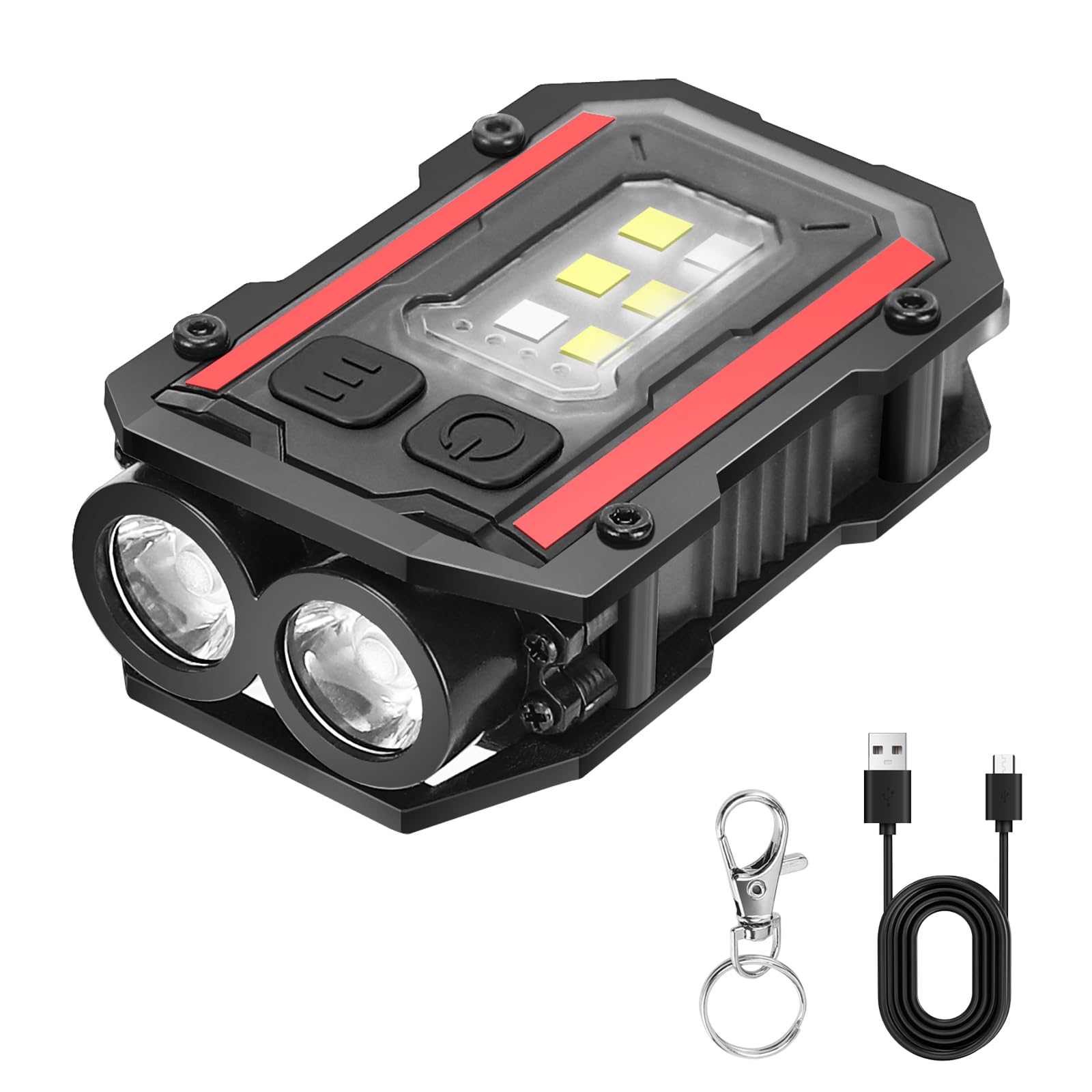 SUNPRO Mini Keychain Flashlight, Type-C Rechargeable, 8 Modes, Black, Model QK-MNSD