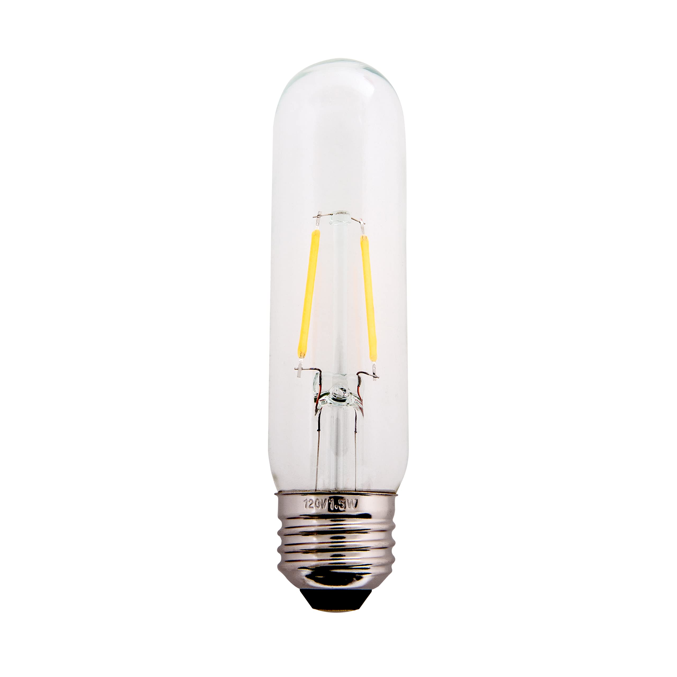 Creative Hobbies Clear 1.5W Led T10 Tubular Light Bulb - Nickel Plated E26 Medium Base (25 Watt Equivalent) | 4 Pack