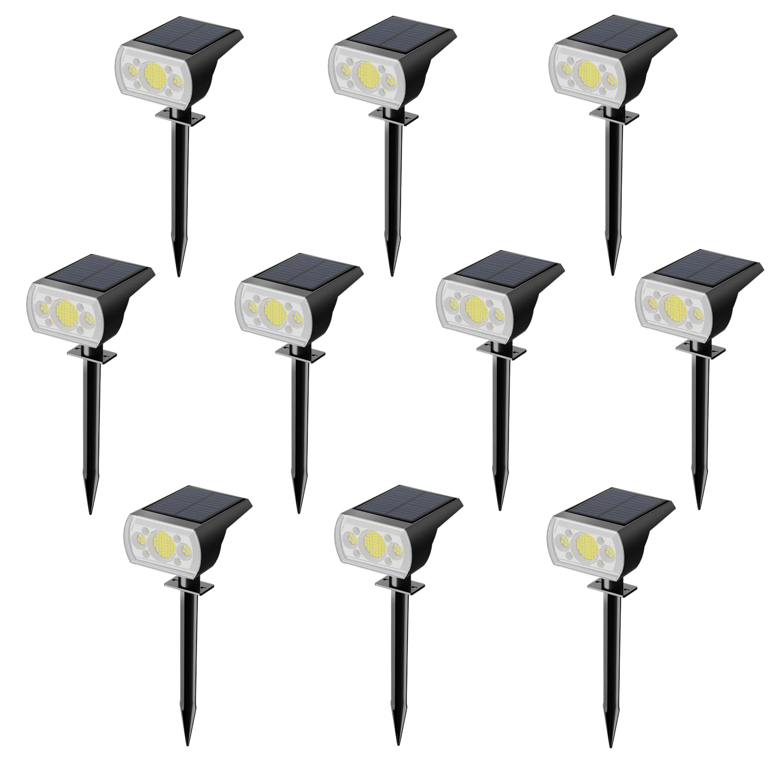 Sjuedeng 10Pcs Solar Spotlight, 64 Leds 1000 Lumens, Ip66 Outdoor Garden Lights, Cool White