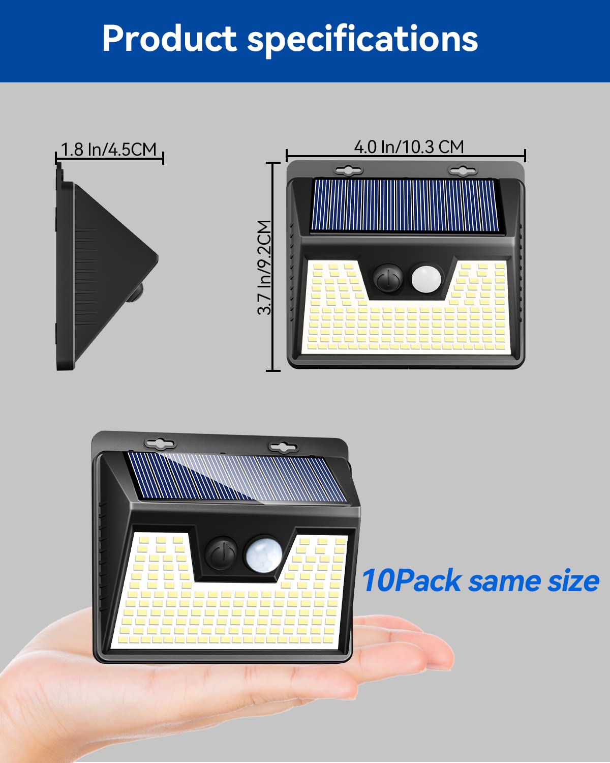 Peasur Solar Outdoor Lights, 10 Pack, 3000K Warm White, Motion Sensor, Waterproof Security Lights For Garden Yard