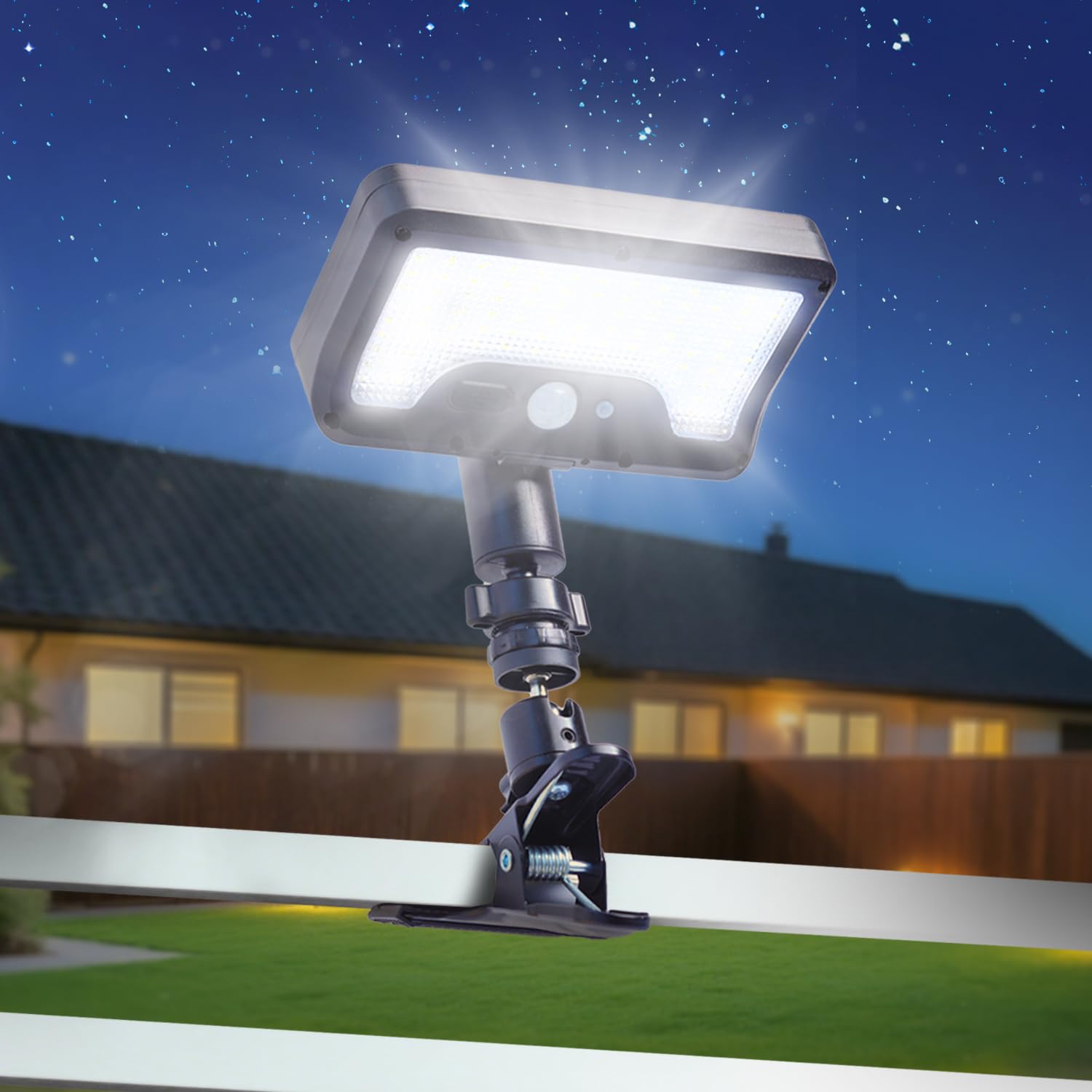 HAARAY Clip On Solar Light Outdoor, Motion Sensor Security Light, USB Charging and Solar Powered Fence Lights for Yard, Deck, Gu