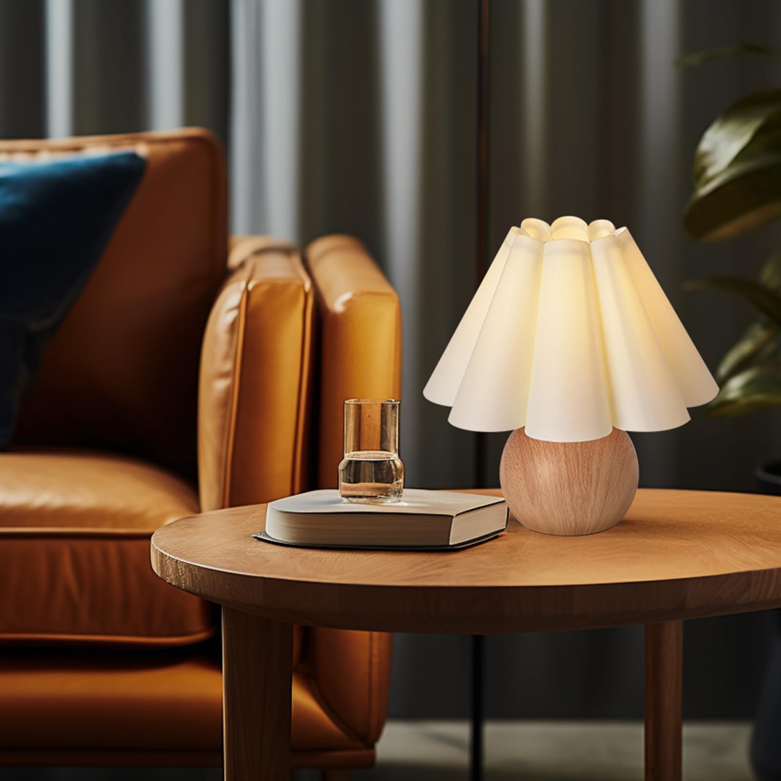 Kunjoulam Cute Small Table Lamp, Modern Bedside Nightstand Lamp With Fabric Lampshade, Metal Base For Bedroom Home Office Decor