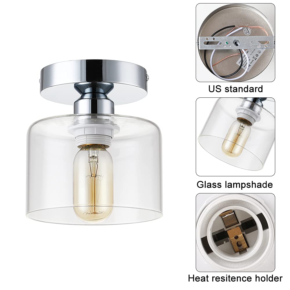 2 Pack Modern Semi Flush Mount Ceiling Light, Rustic Ceiling Light Fixture For Closet, Hallway, Kitchen, Dining Room, Hallway, F