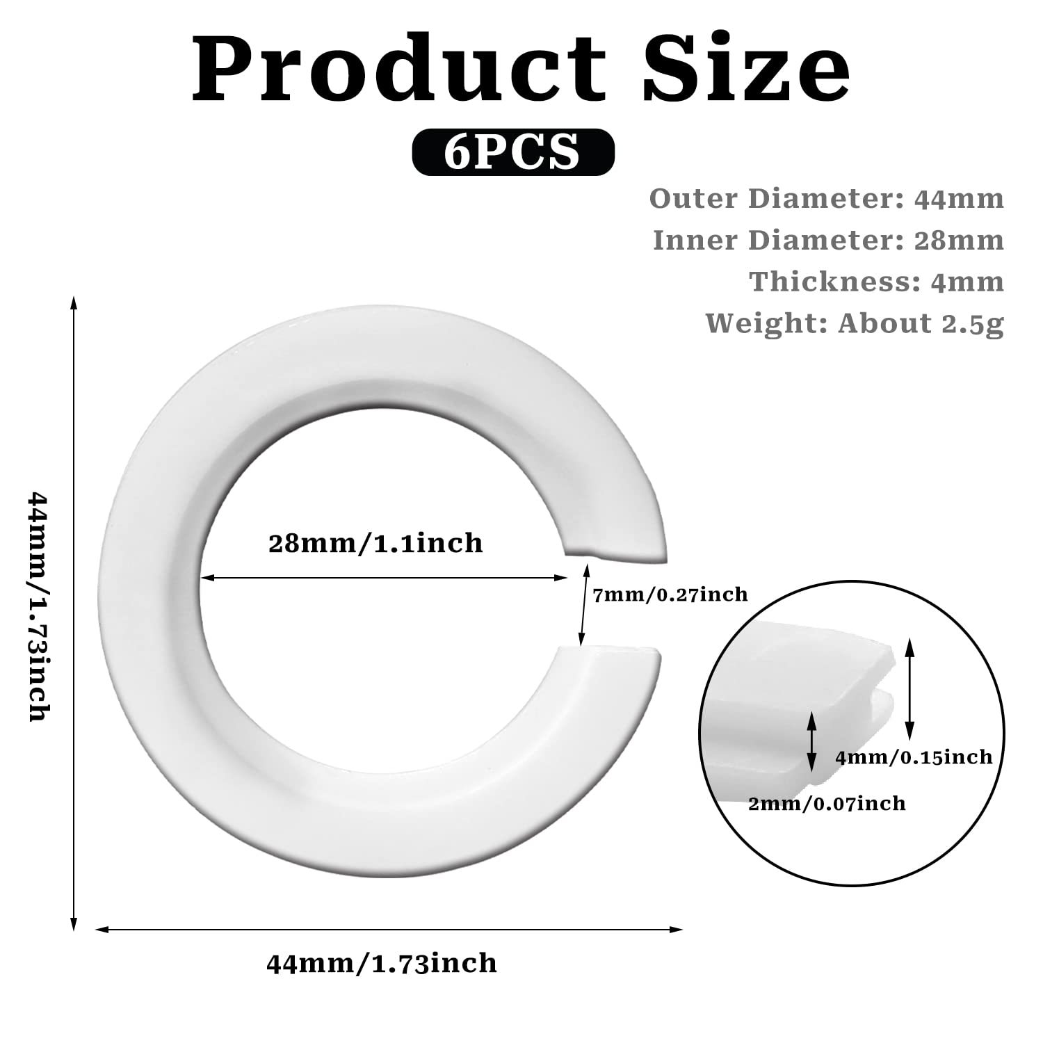 Sliverdew E27 to E14 Lamp Shade Adapter Ring, 6 Pack, Plastic, White, 42mm to 29mm Converter