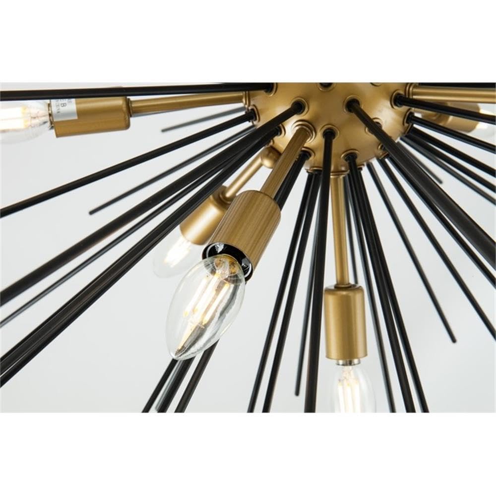 Living District 8-Light Metal Pendant Light, Brass & Black, Modern Ceiling Fixture