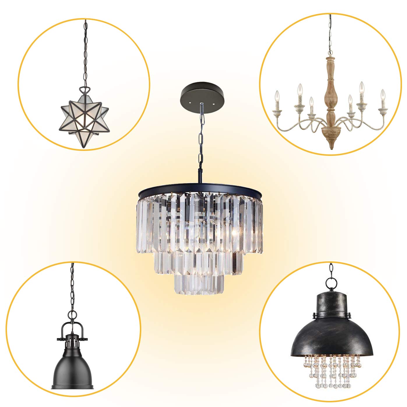 Ecudis Black Steel Chandelier Canopy Kit For Pendant Lighting Fixtures - Ceiling Cover Plate